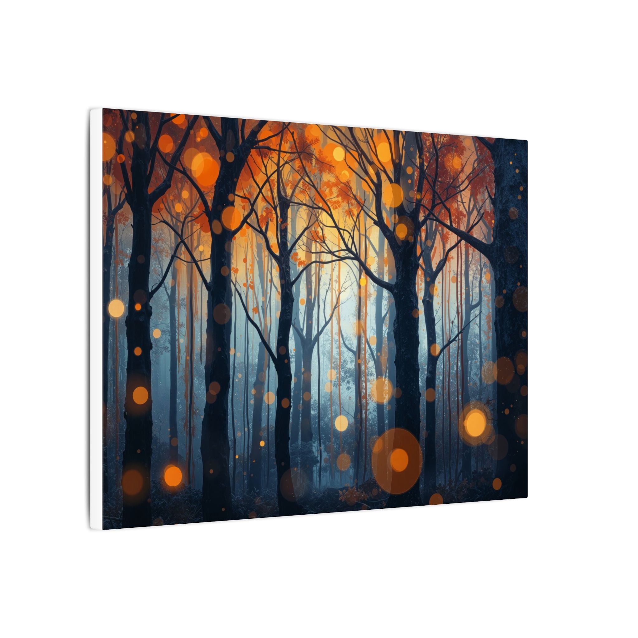 GLOW FOREST — Abstract Forest Lights Framed Canvas Wall Art