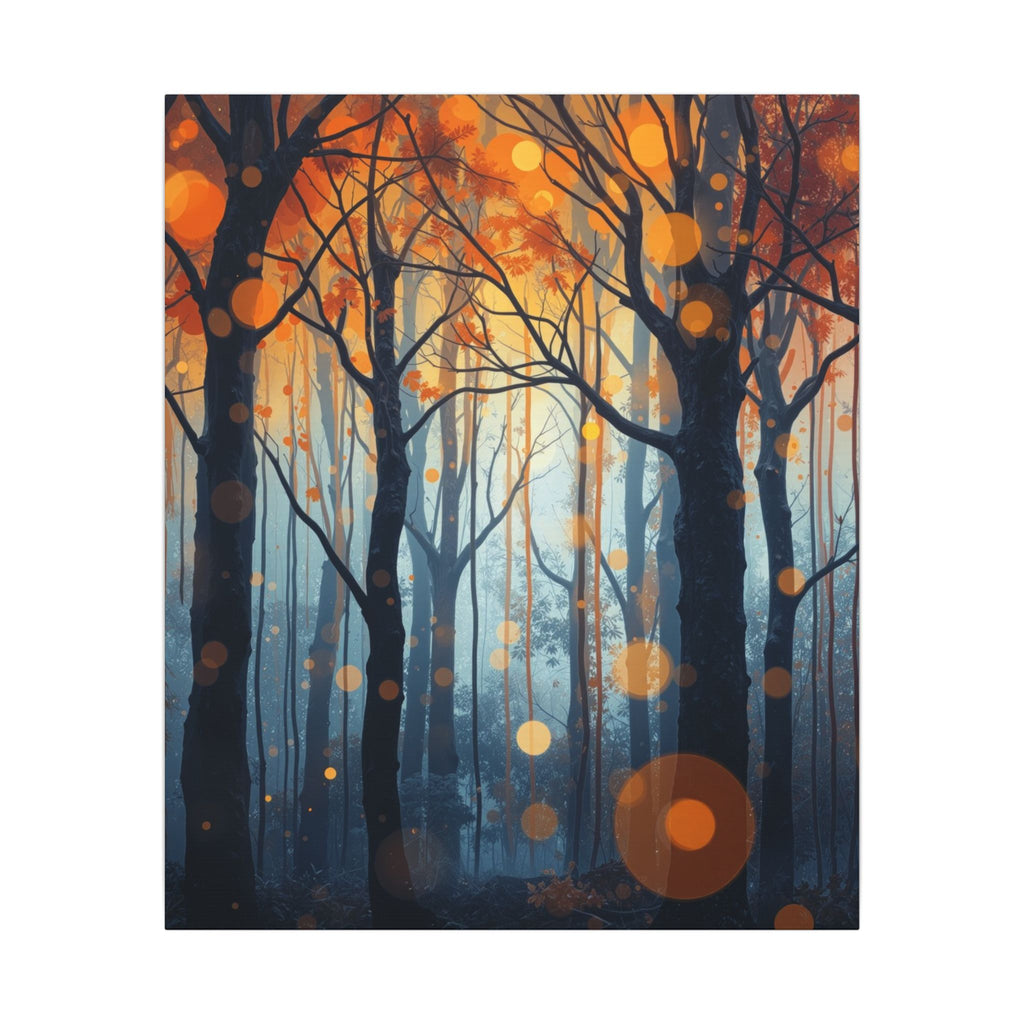 GLOW FOREST — Abstract Forest Lights Framed Canvas Wall Art