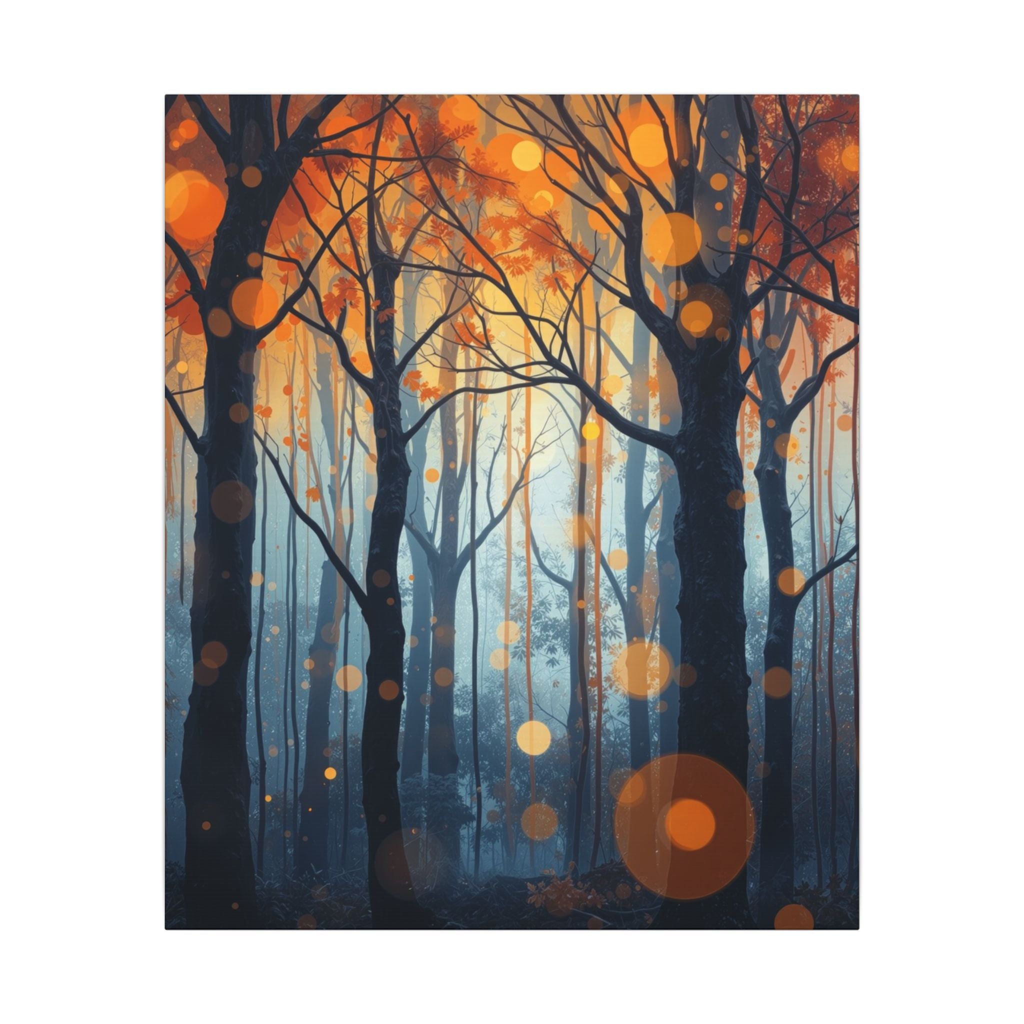 GLOW FOREST — Abstract Forest Lights Framed Canvas Wall Art