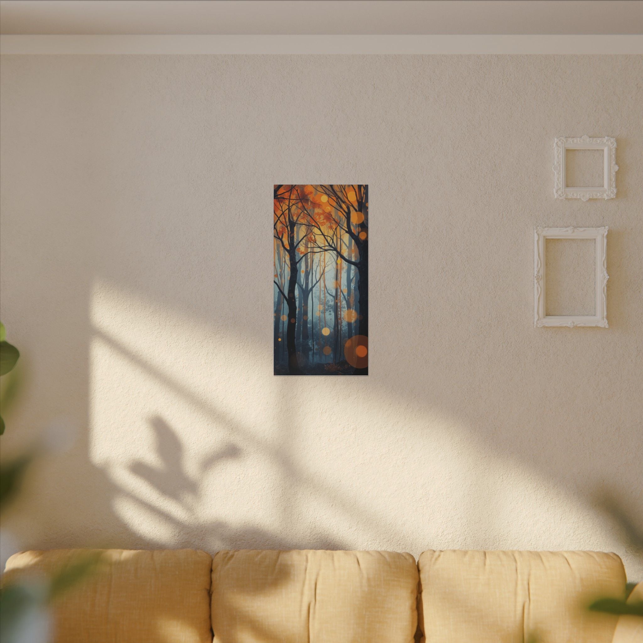 GLOW FOREST — Abstract Forest Lights Framed Canvas Wall Art