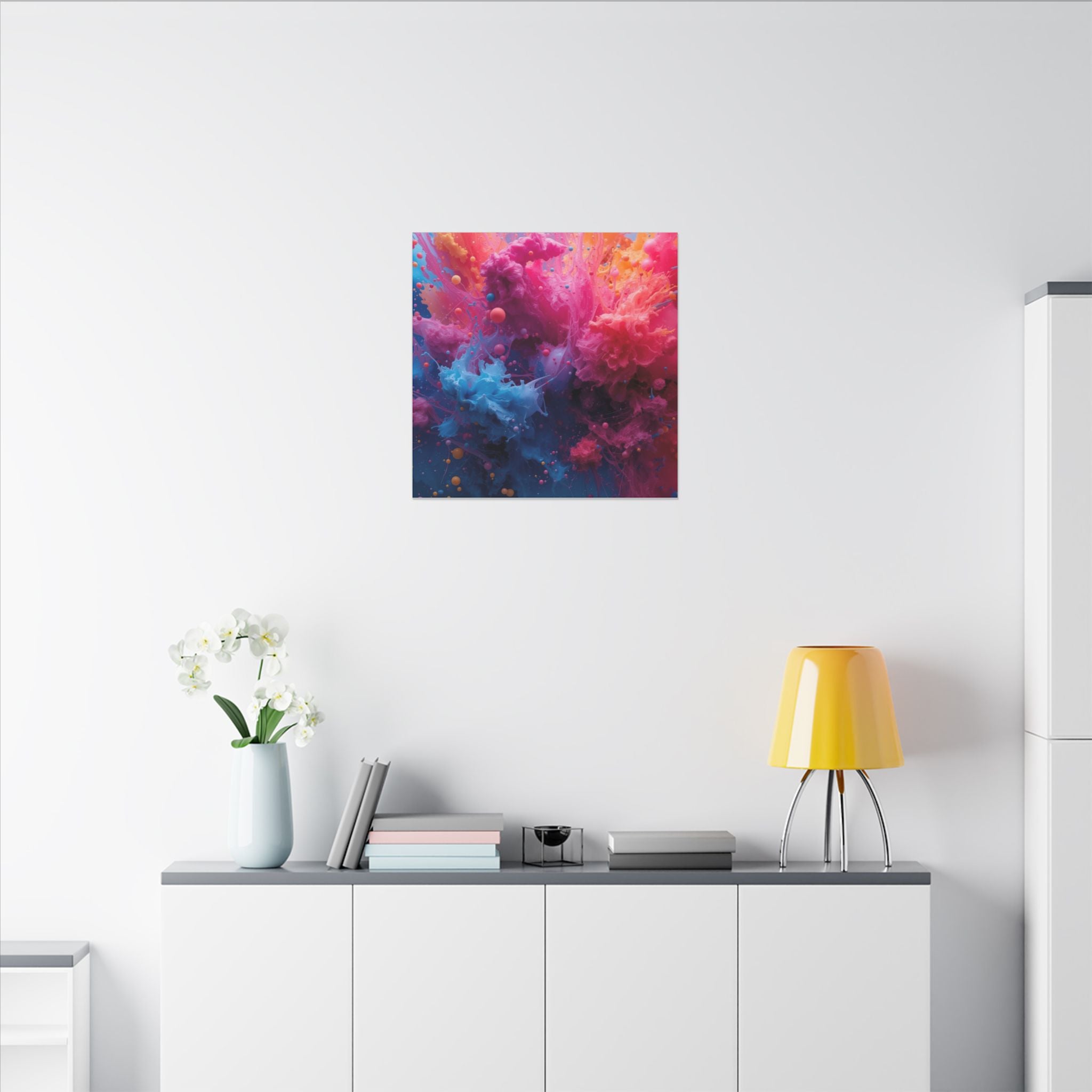 Magentamist canvas print by Scattercrate — cobalt sphere wall art, magenta mist over deep blue