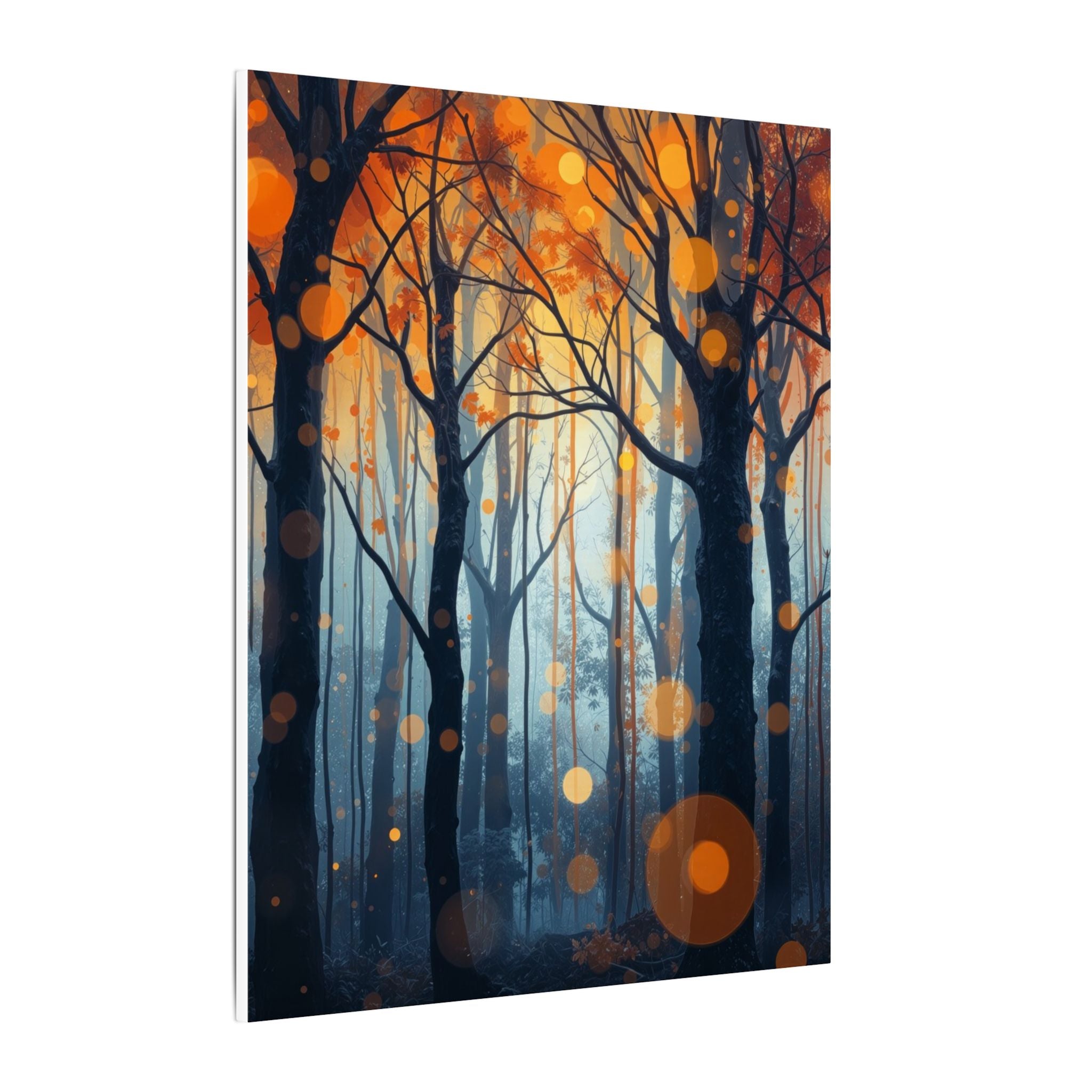 GLOW FOREST — Abstract Forest Lights Framed Canvas Wall Art