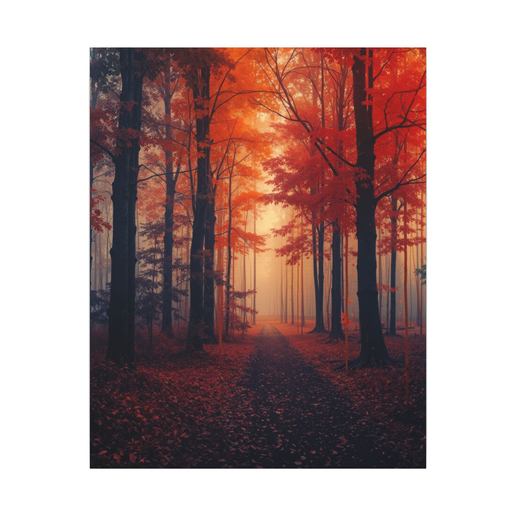 AMBER FOREST — Abstract Autumn Forest Framed Canvas Wall Art