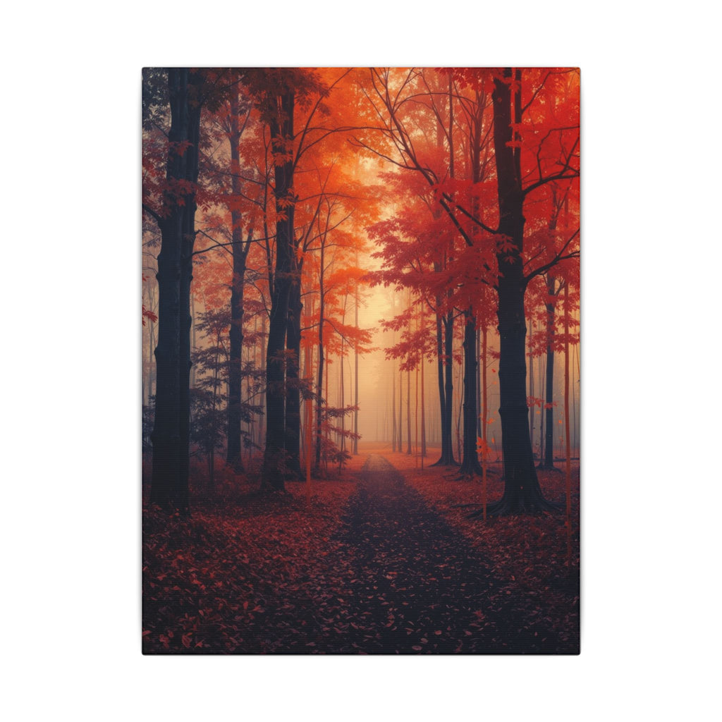 AMBER FOREST — Abstract Autumn Forest Framed Canvas Wall Art