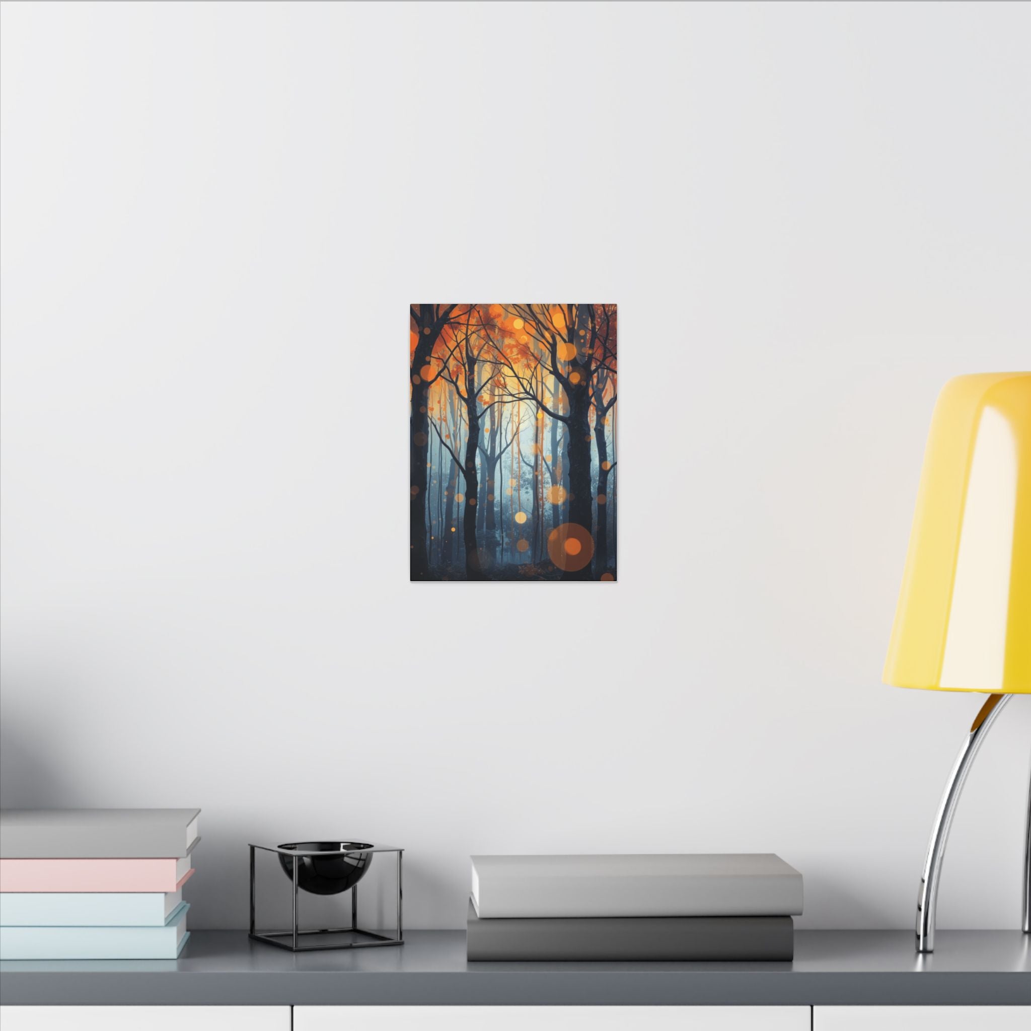 GLOW FOREST — Abstract Forest Lights Framed Canvas Wall Art
