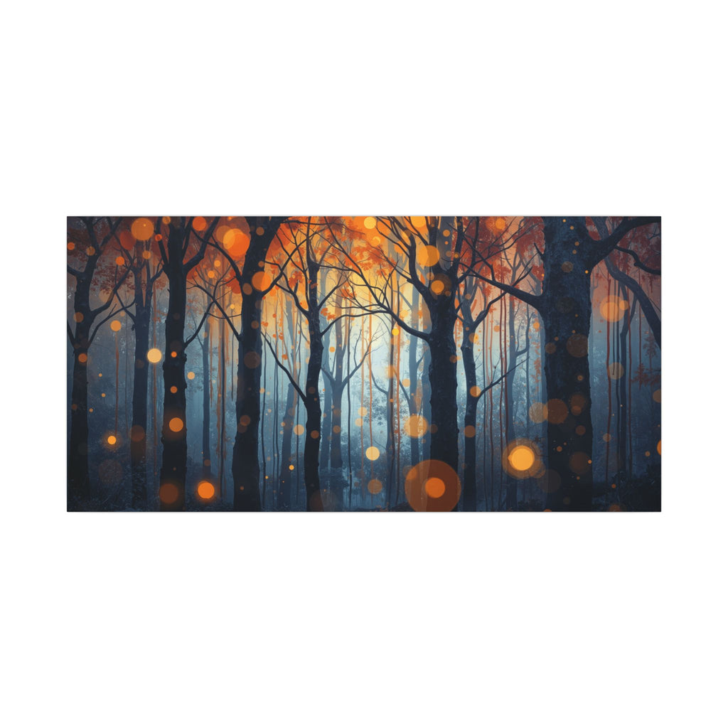 GLOW FOREST — Abstract Forest Lights Framed Canvas Wall Art
