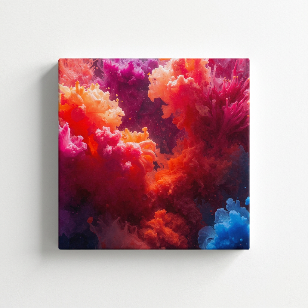 Rosehaze canvas print by Scattercrate — magenta and coral cloudburst cooled by true blue
