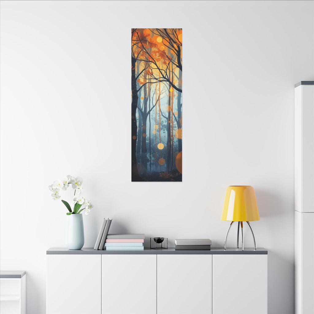 GLOW FOREST — Abstract Forest Lights Framed Canvas Wall Art