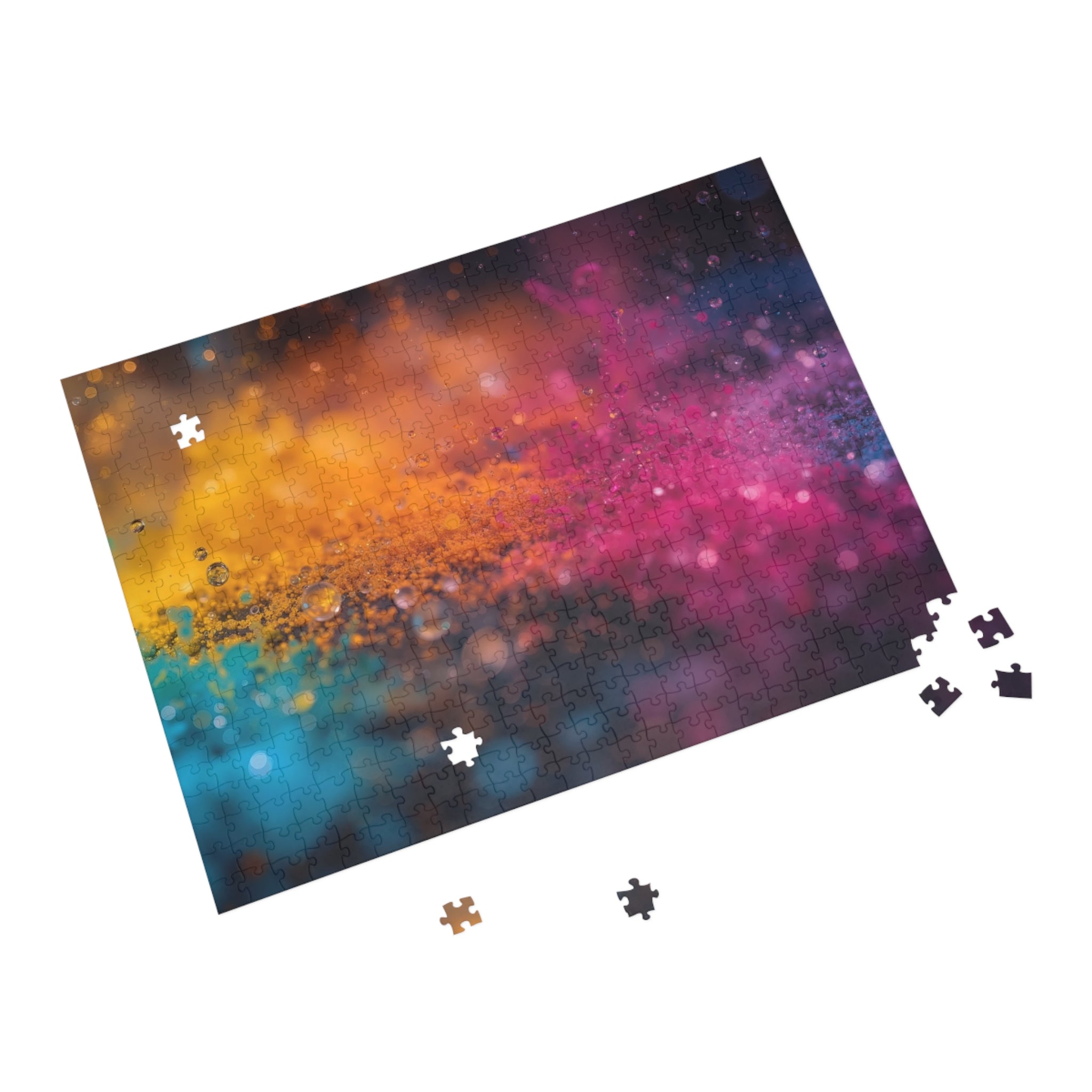 DEWBURST art puzzle by Scattercrate — vibrant powder splatter with dew-lit particles