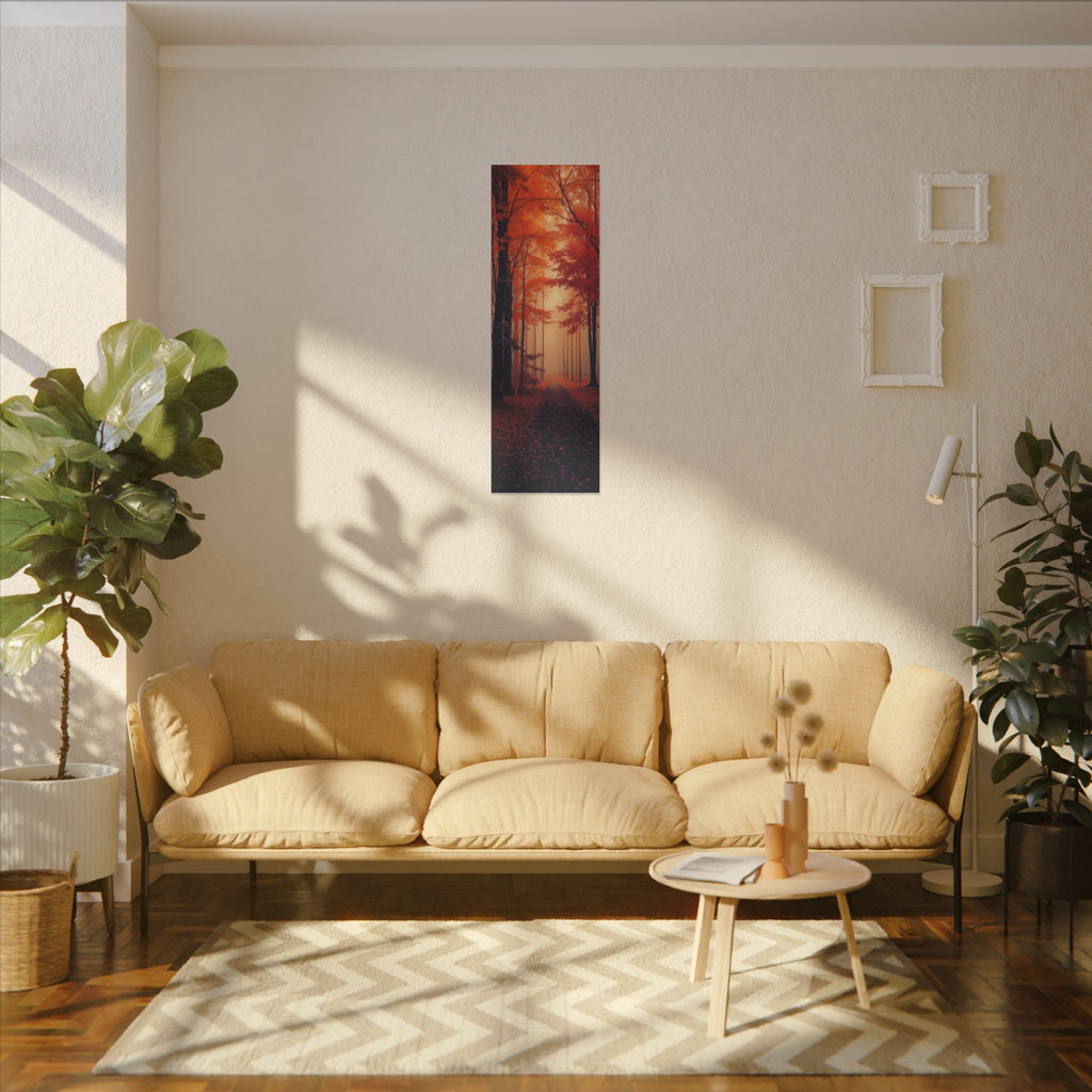 AMBER FOREST — Abstract Autumn Forest Framed Canvas Wall Art