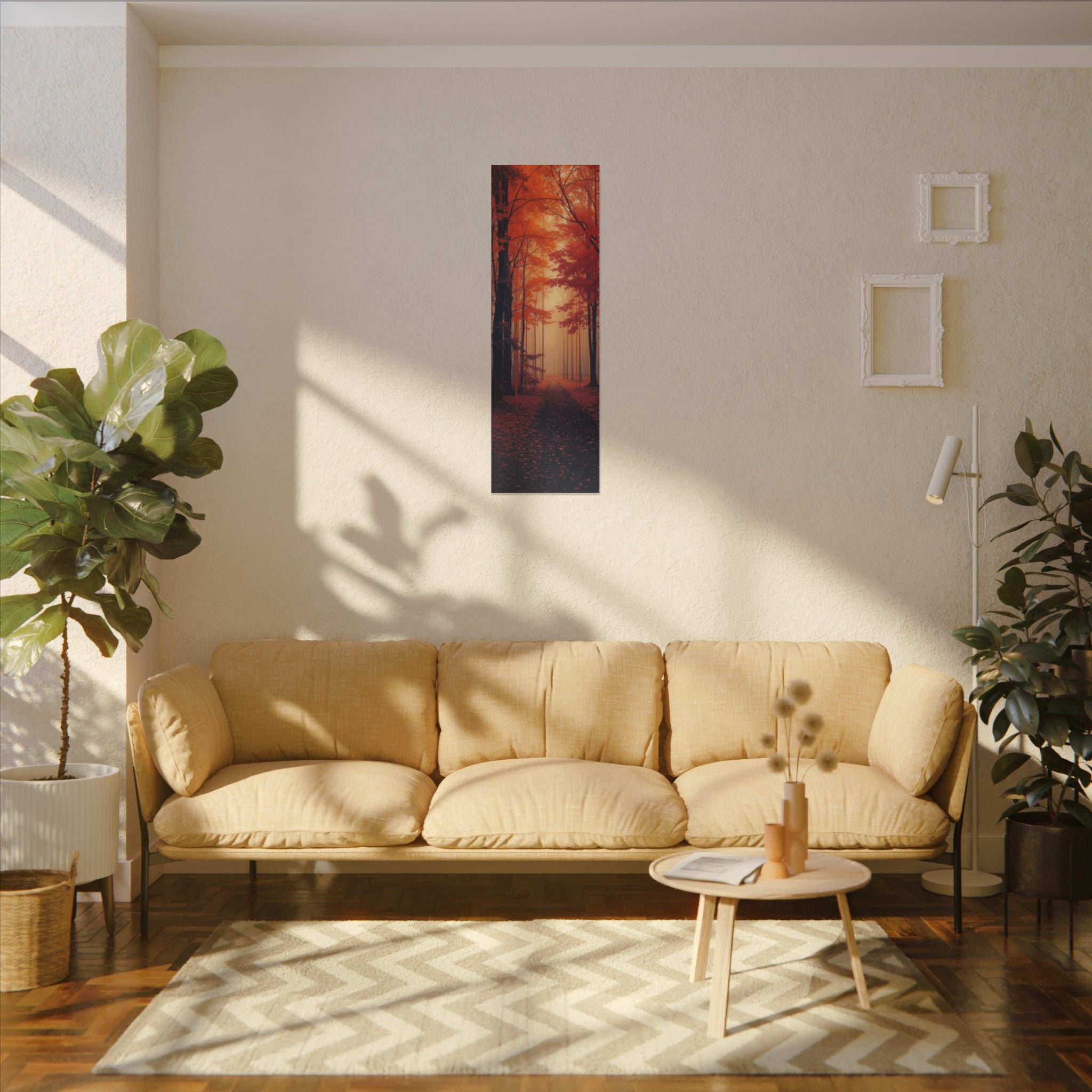 AMBER FOREST — Abstract Autumn Forest Framed Canvas Wall Art