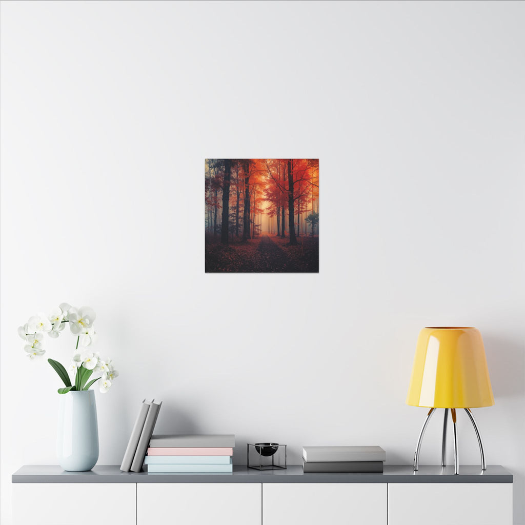 AMBER FOREST — Abstract Autumn Forest Framed Canvas Wall Art