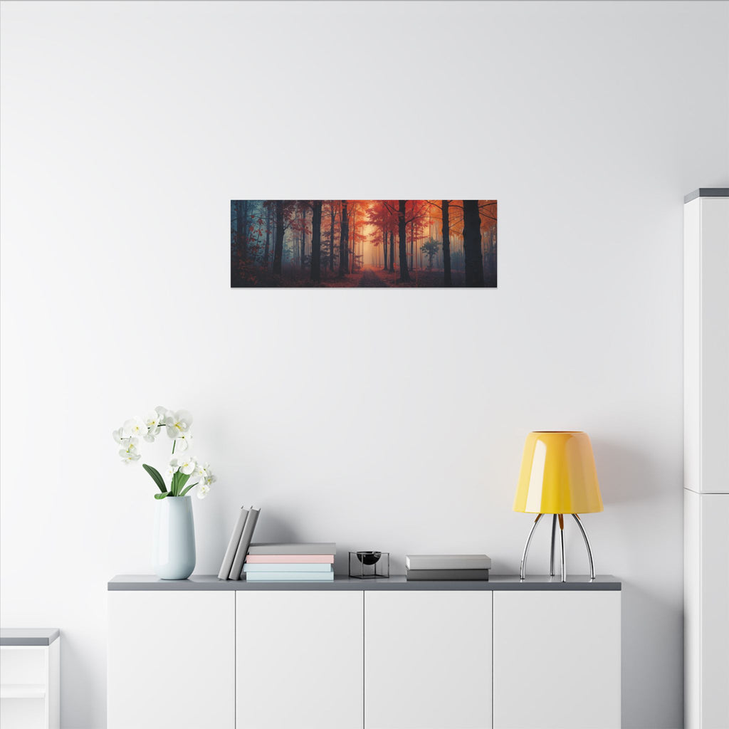 AMBER FOREST — Abstract Autumn Forest Framed Canvas Wall Art