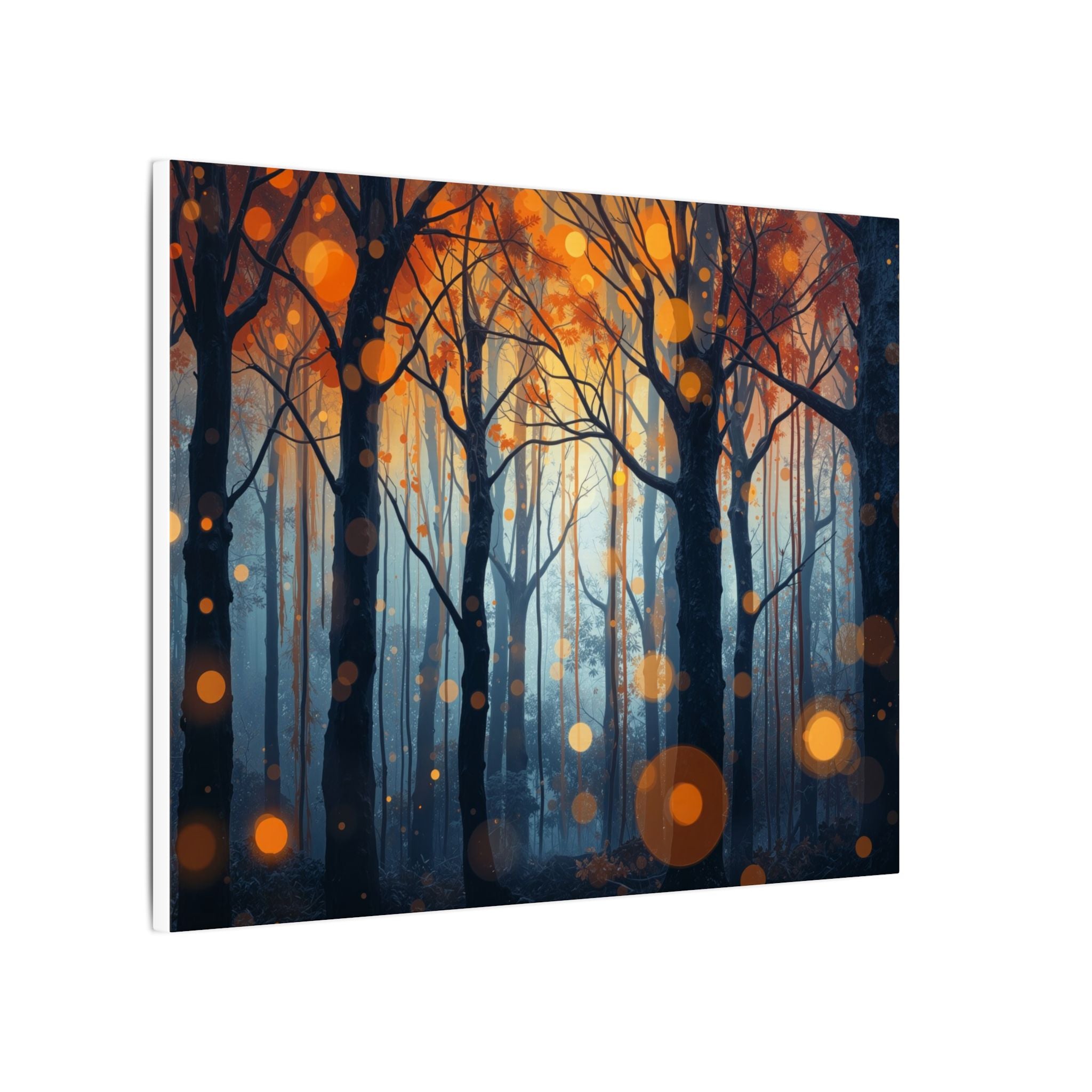 GLOW FOREST — Abstract Forest Lights Framed Canvas Wall Art
