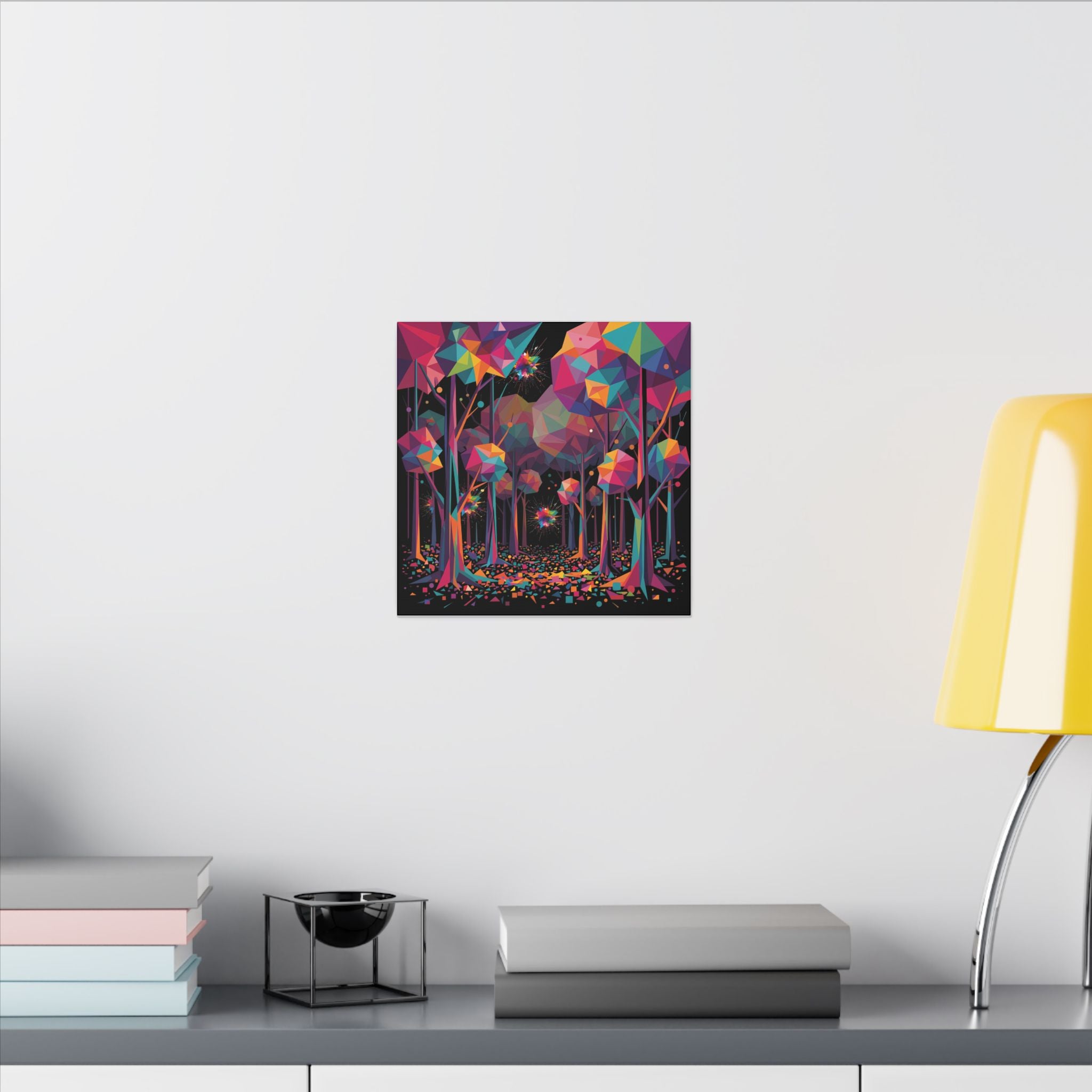 GEOMETRIC FOREST — Low-Poly Abstract Forest Square Canvas Wall Art | Scattercrate