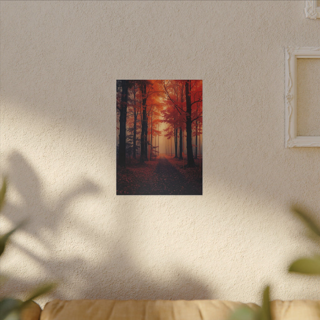 AMBER FOREST — Abstract Autumn Forest Framed Canvas Wall Art