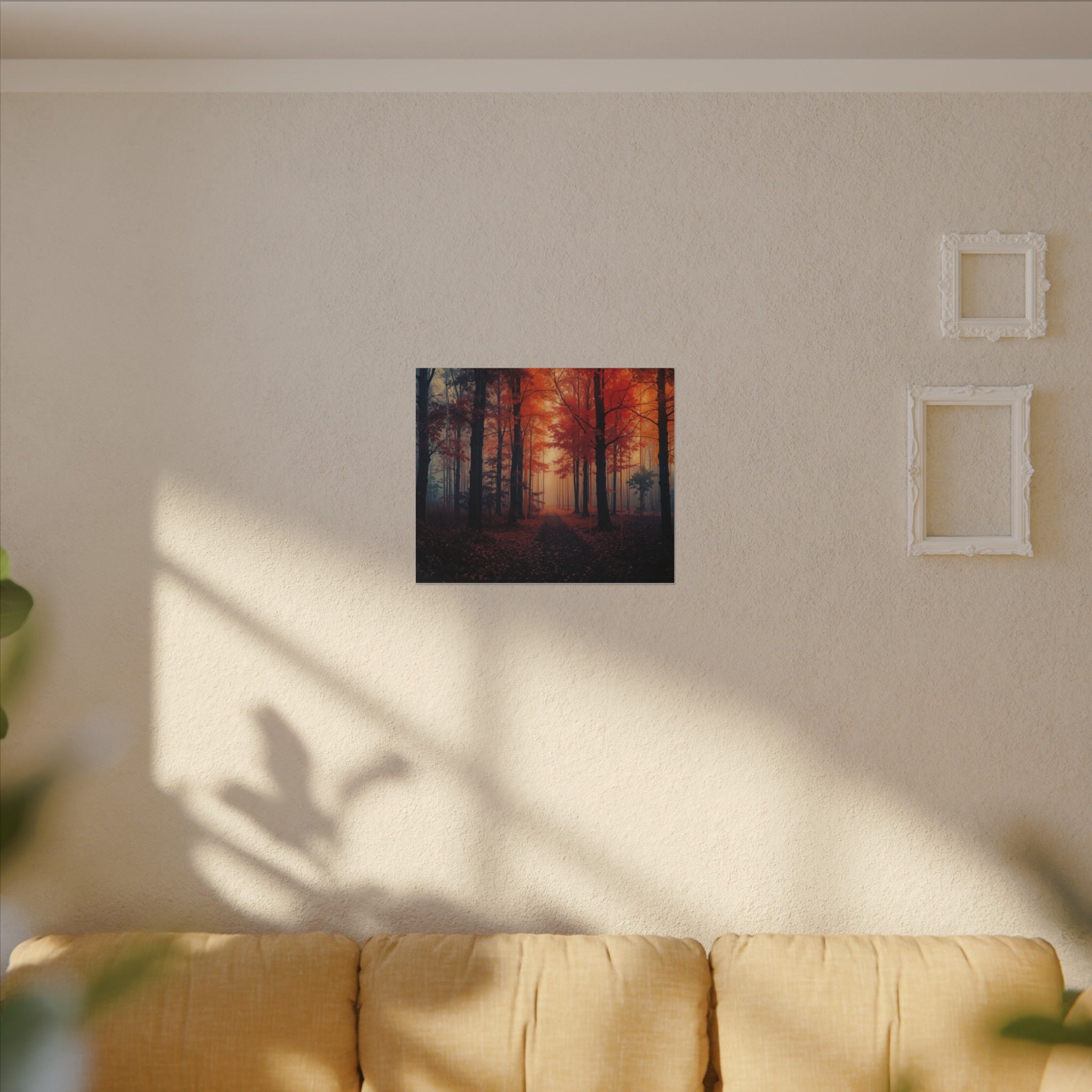 AMBER FOREST — Abstract Autumn Forest Framed Canvas Wall Art