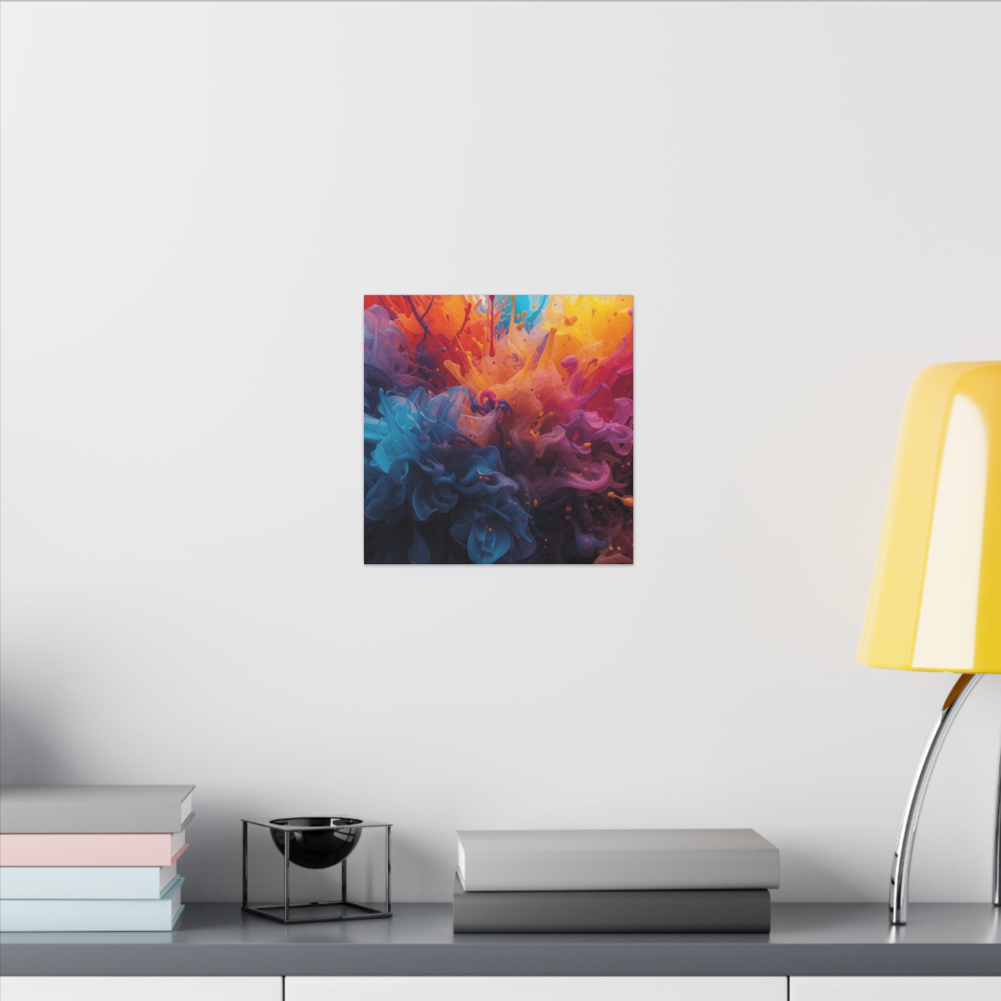 Azureflare canvas print by Scattercrate — blue ember wall art, cool flame over deep indigo