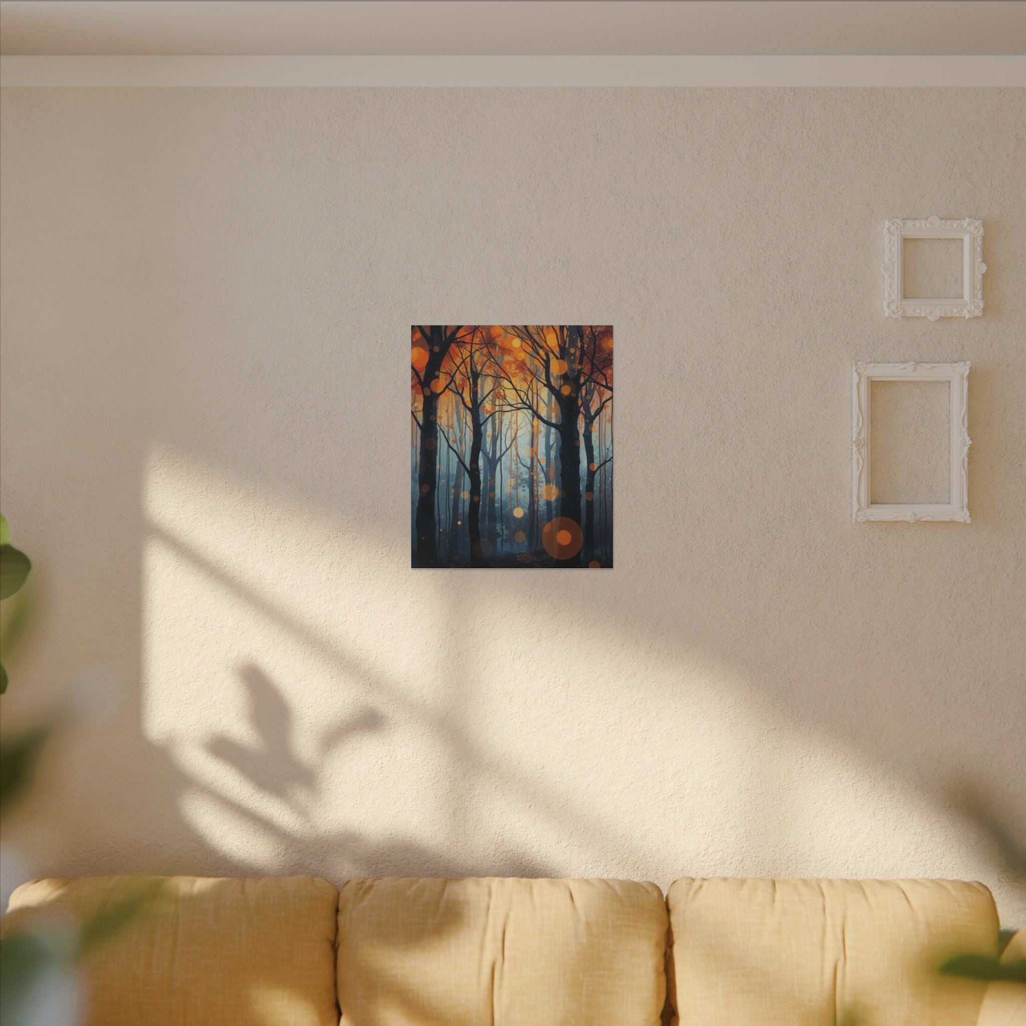 GLOW FOREST — Abstract Forest Lights Framed Canvas Wall Art