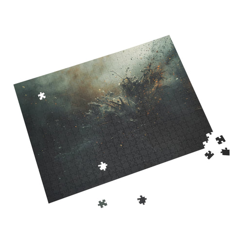 Cindershatter puzzle by Scattercrate — charcoal debris and ember explosion