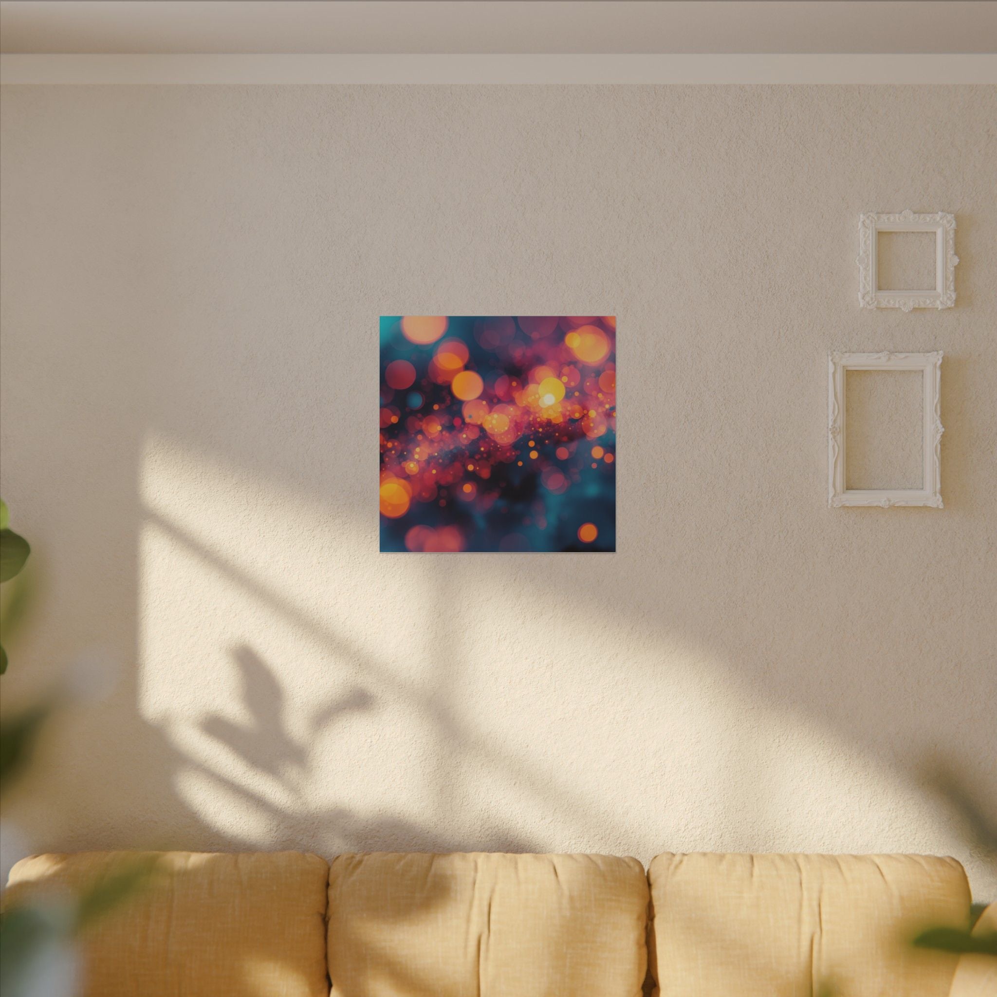 Driftspark Canvas Print — Amber Bokeh Wall Art
