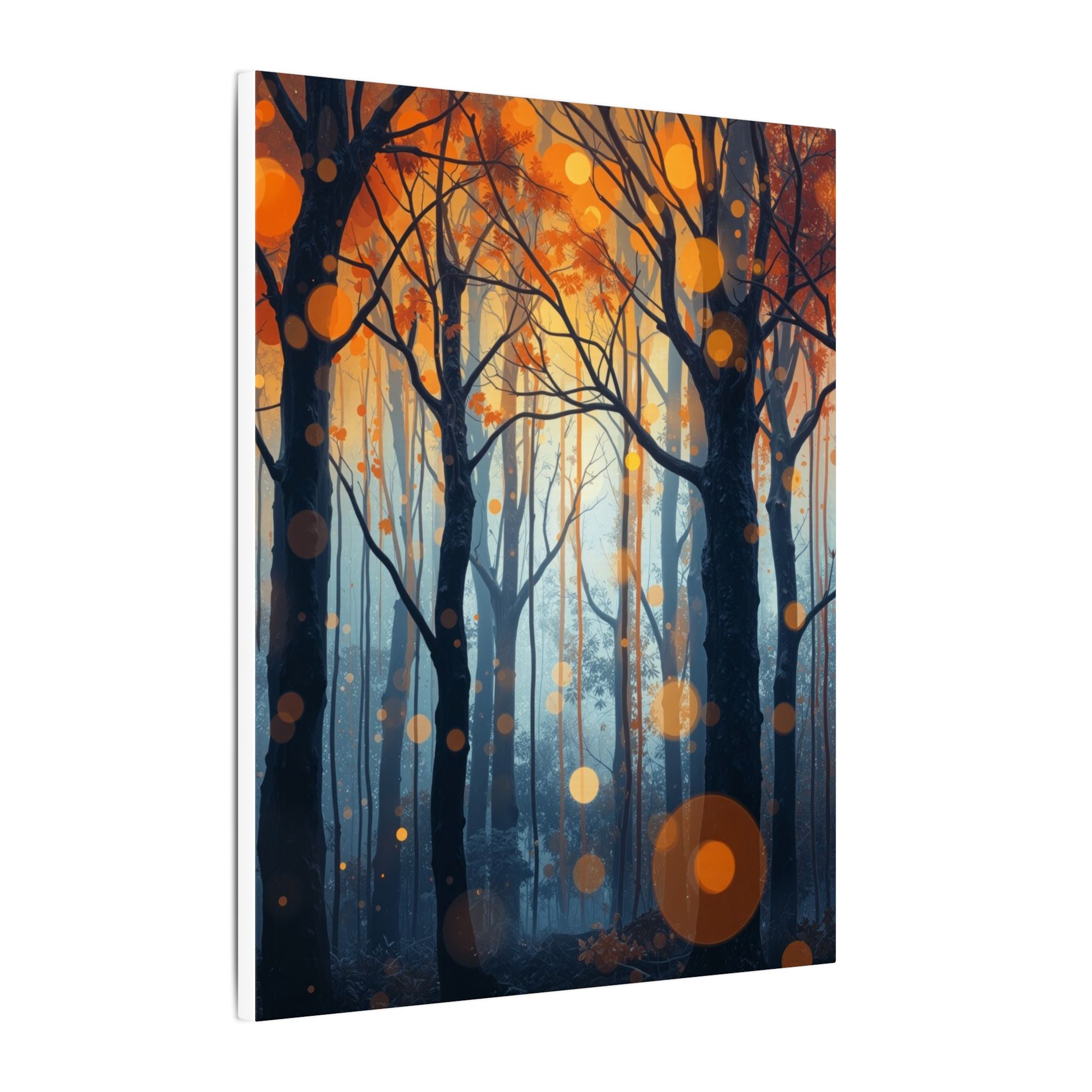 GLOW FOREST — Abstract Forest Lights Framed Canvas Wall Art