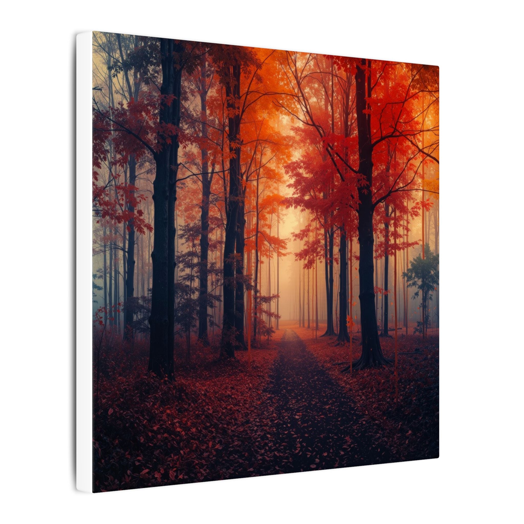 AMBER FOREST — Abstract Autumn Forest Framed Canvas Wall Art