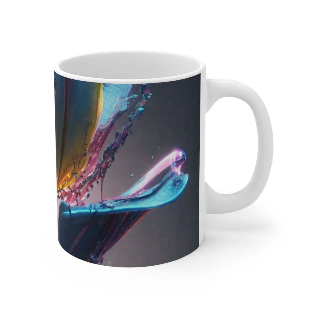 REFRACT 11oz ceramic mug by Scattercrate — iridescent abstract art coffee mug, alien aesthetic gift