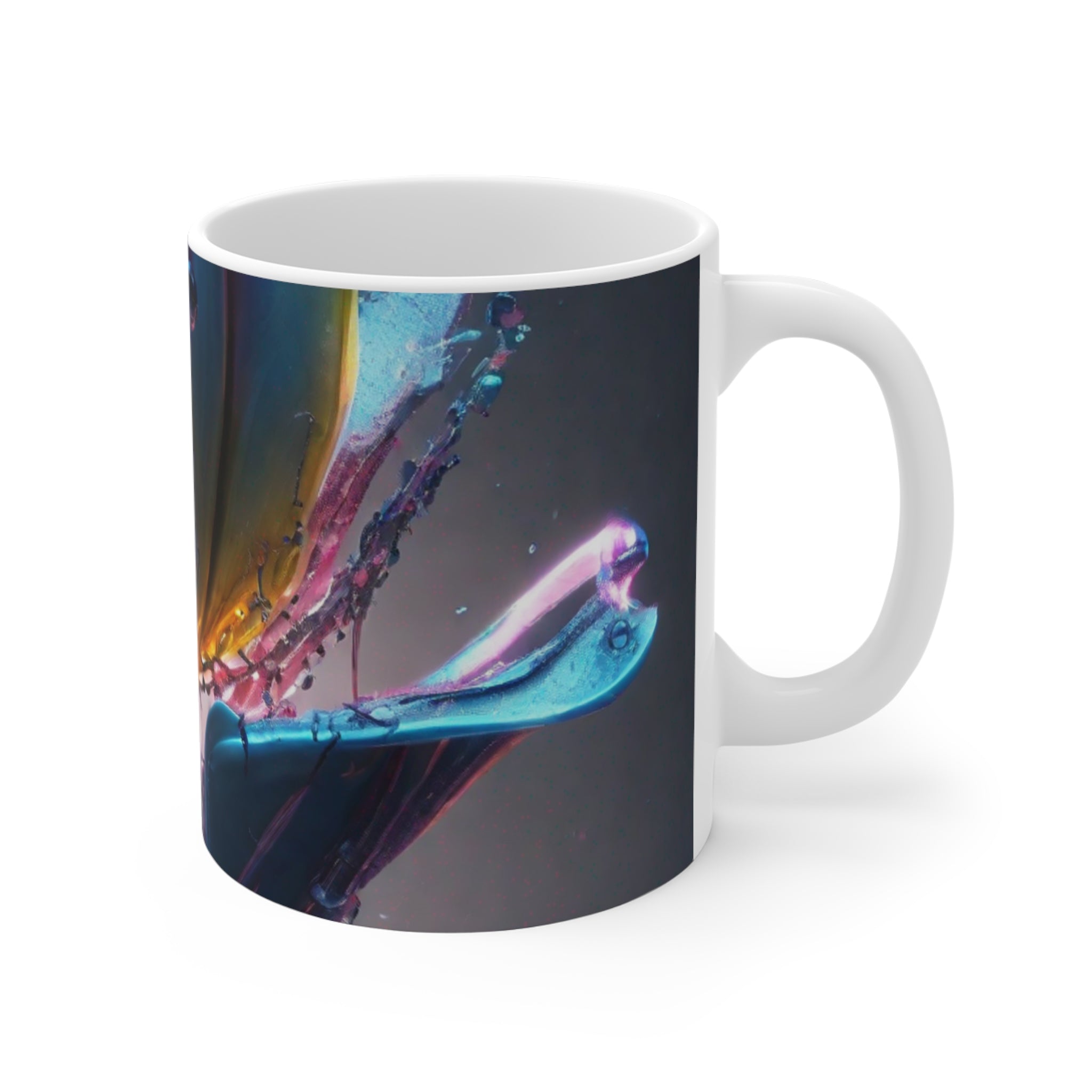 REFRACT 11oz ceramic mug by Scattercrate — iridescent abstract art coffee mug, alien aesthetic gift