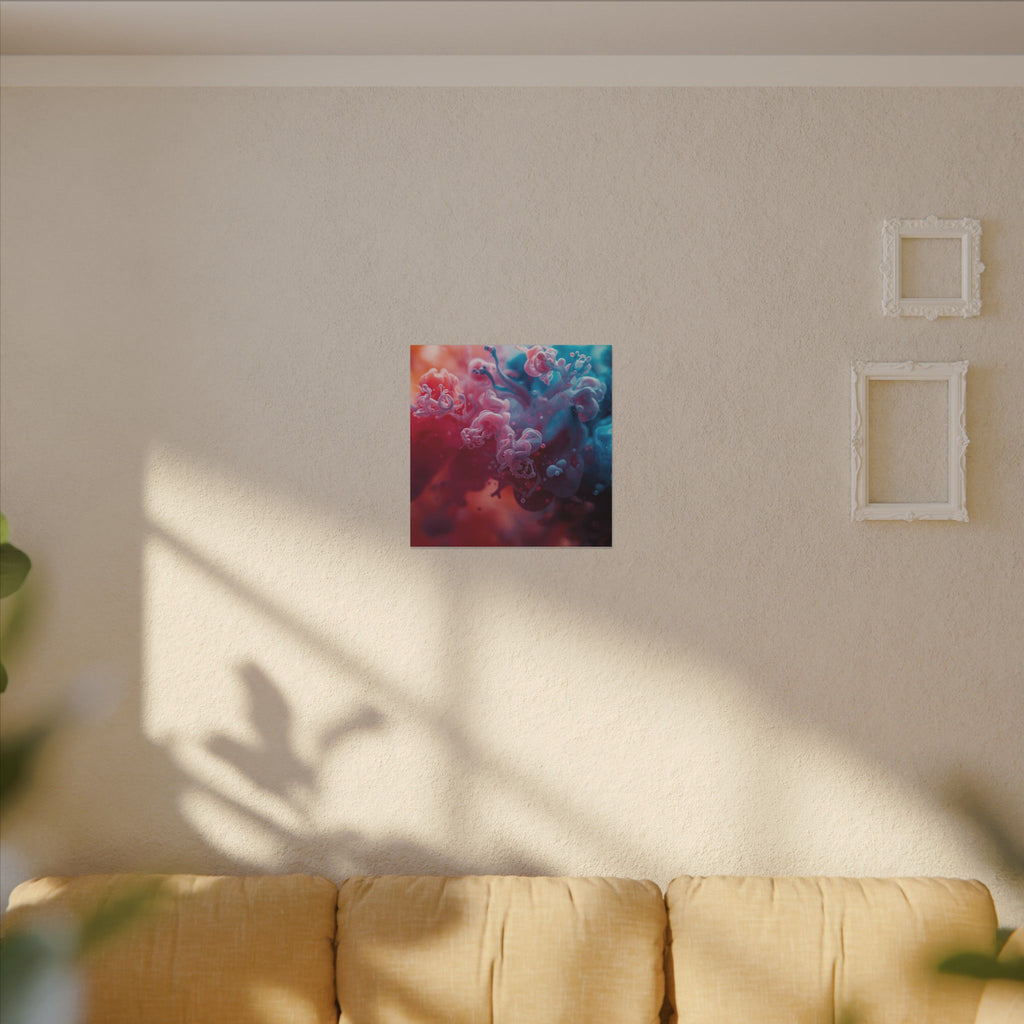 Marblewave Canvas Print — Red & Blue Ink Swirl Wall Art