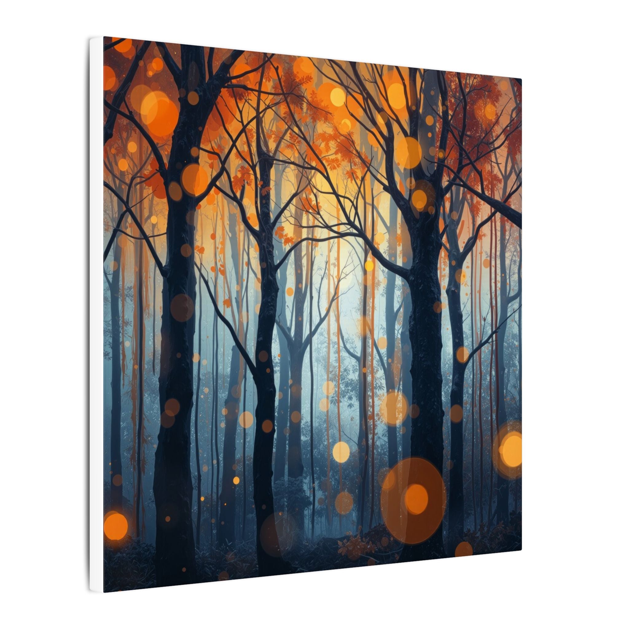 GLOW FOREST — Abstract Forest Lights Framed Canvas Wall Art