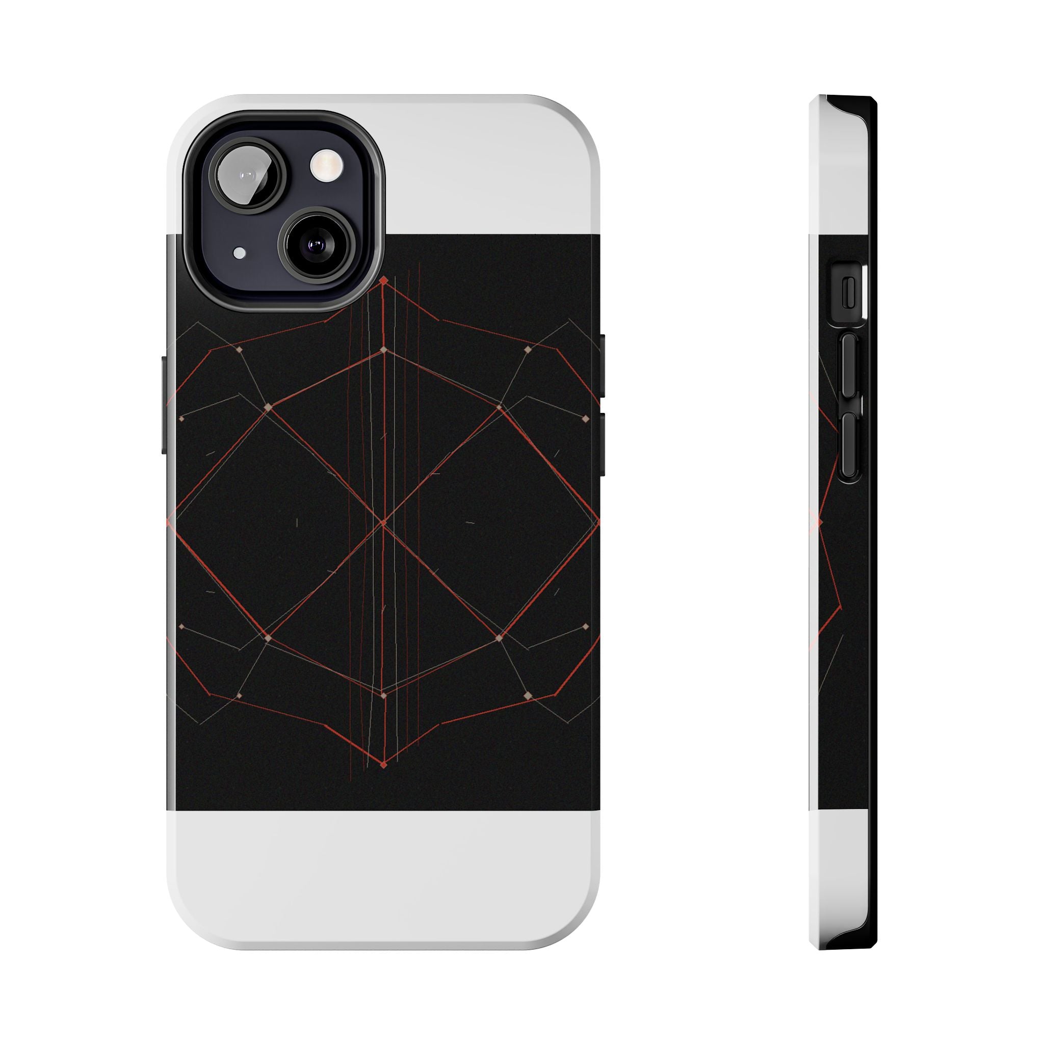 Dead Reckoning tough phone case by Scattercrate — abstract navigation art, dark geometric protective case