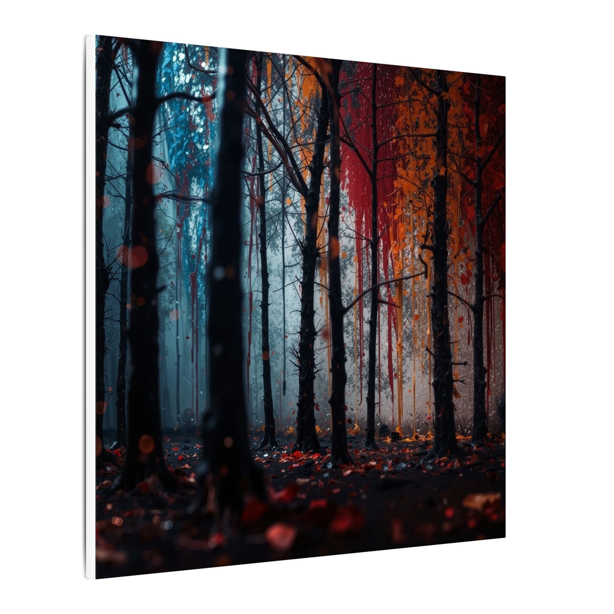 FROSTEMBER frost and ember forest framed canvas wall art by Scattercrate — icy-and-fire moody decor