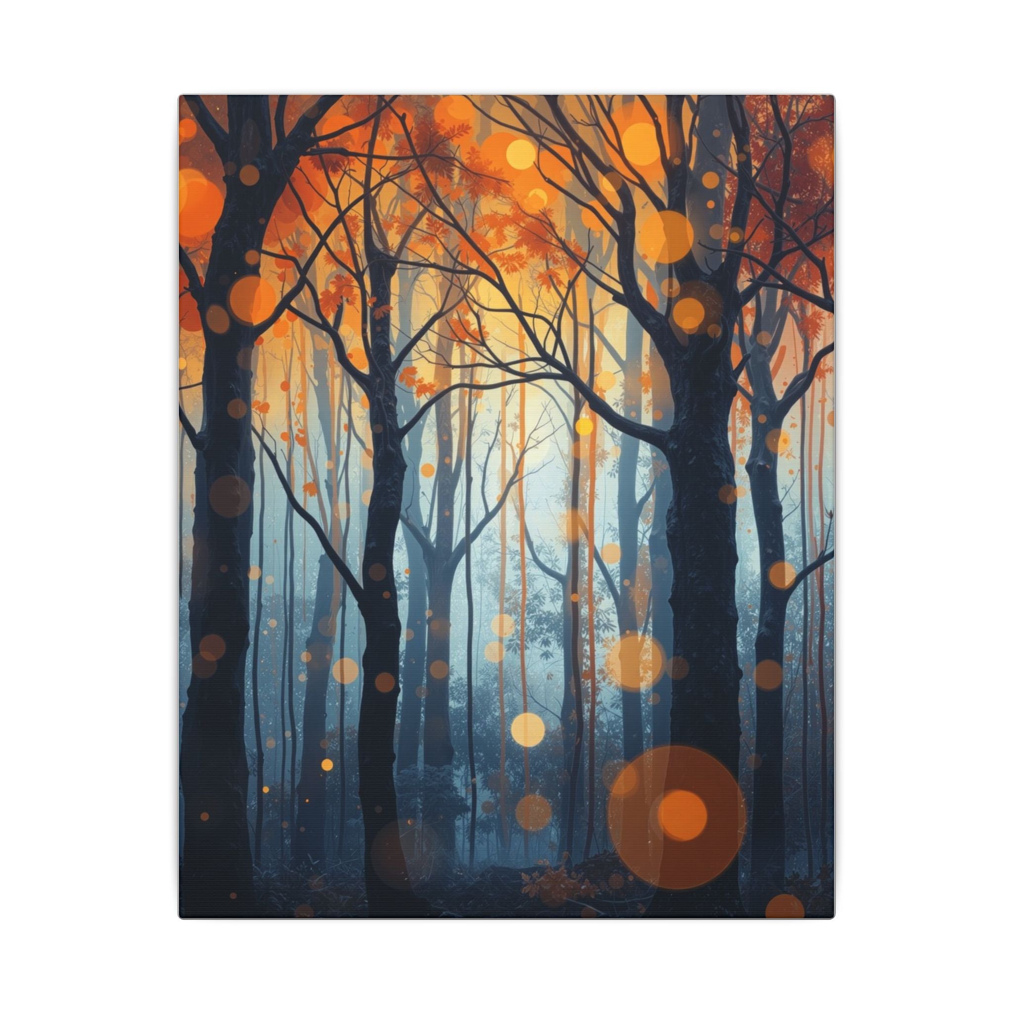GLOW FOREST — Abstract Forest Lights Framed Canvas Wall Art