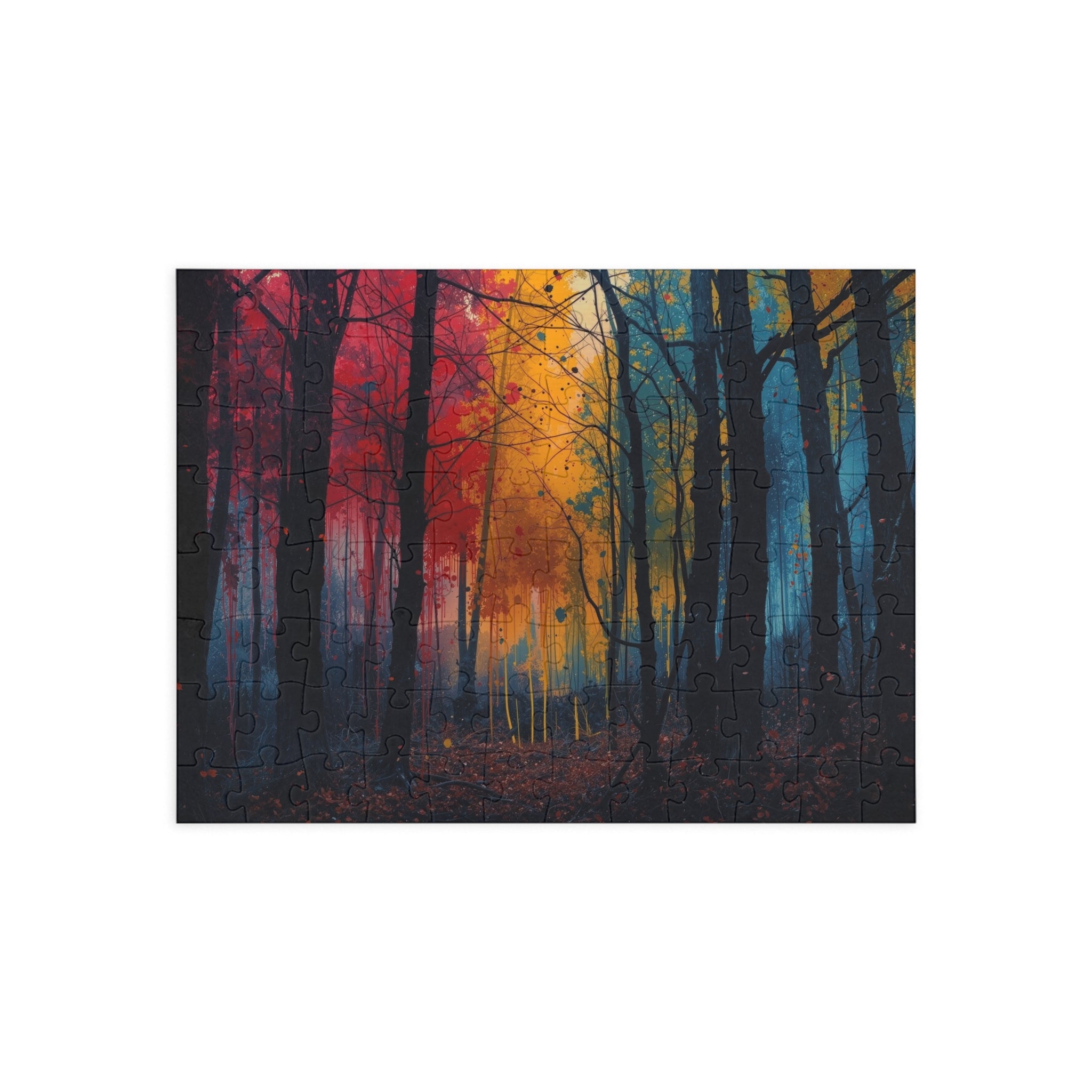 FAUVE 500-piece abstract forest art puzzle by Scattercrate — vivid moody forest jigsaw gift