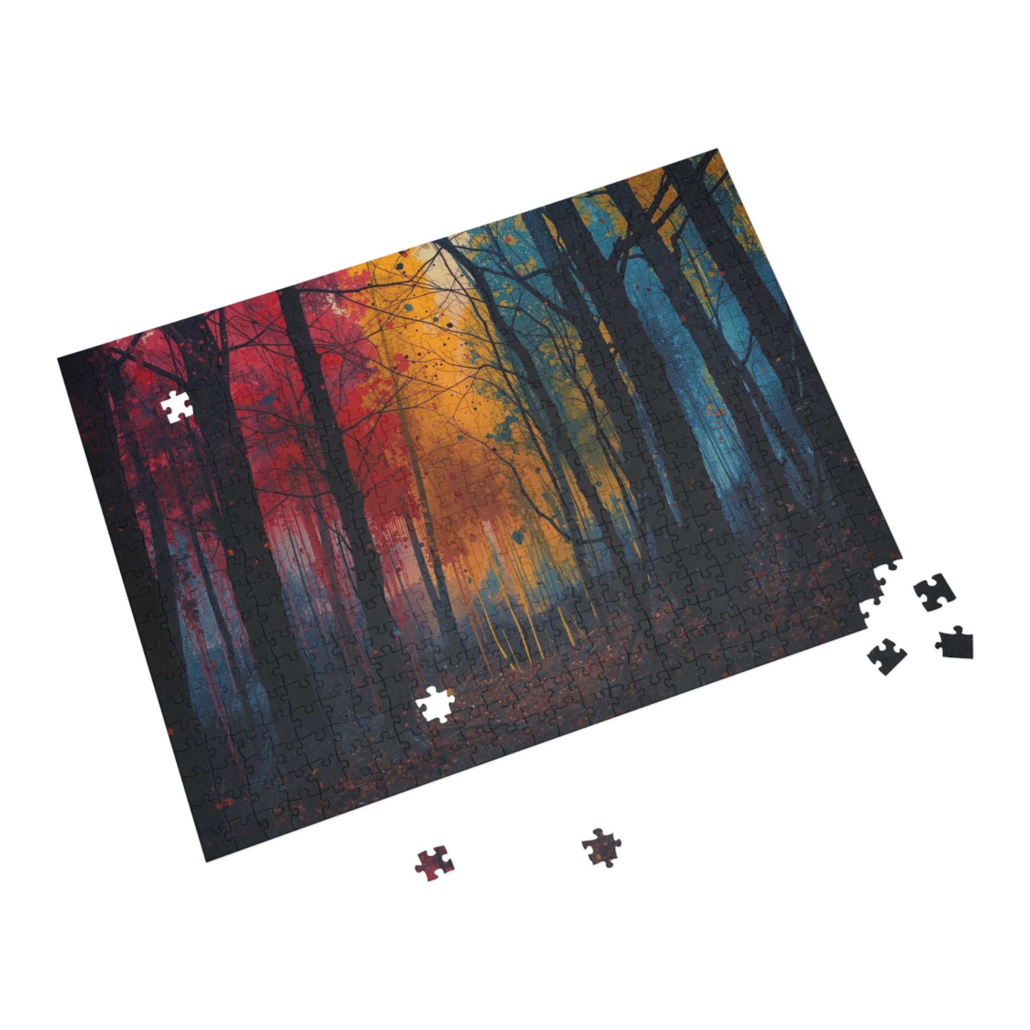 FAUVE 500-piece abstract forest art puzzle by Scattercrate — vivid moody forest jigsaw gift