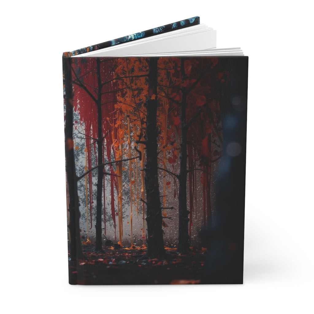 FROSTEMBER frost and ember hardcover art journal by Scattercrate — icy-and-fire forest notebook