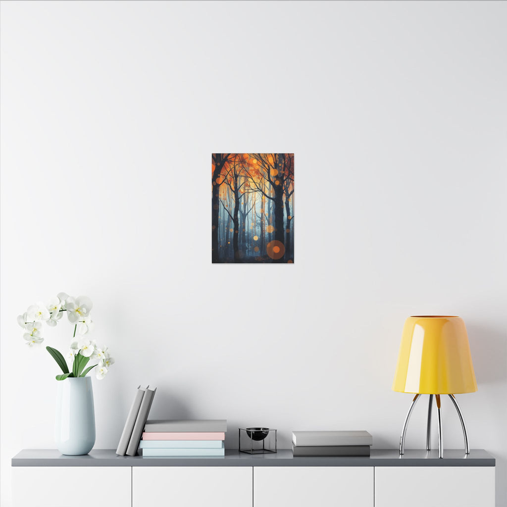 GLOW FOREST — Abstract Forest Lights Framed Canvas Wall Art
