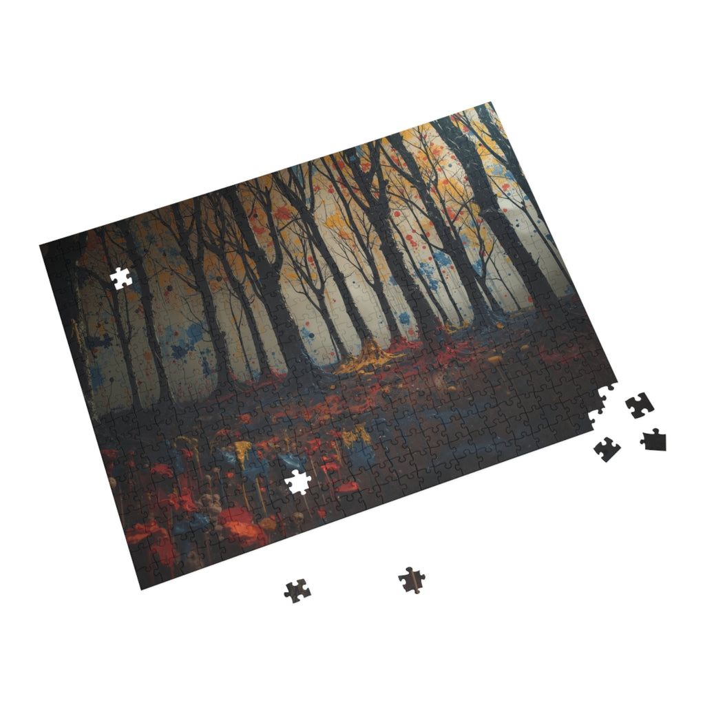 IMPASTO 500-piece abstract forest art puzzle by Scattercrate — textured moody forest jigsaw gift