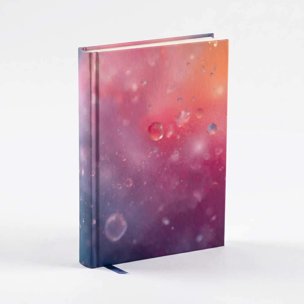 MISTBLOOM hardcover journal by Scattercrate — soft teal-to-magenta misty bloom