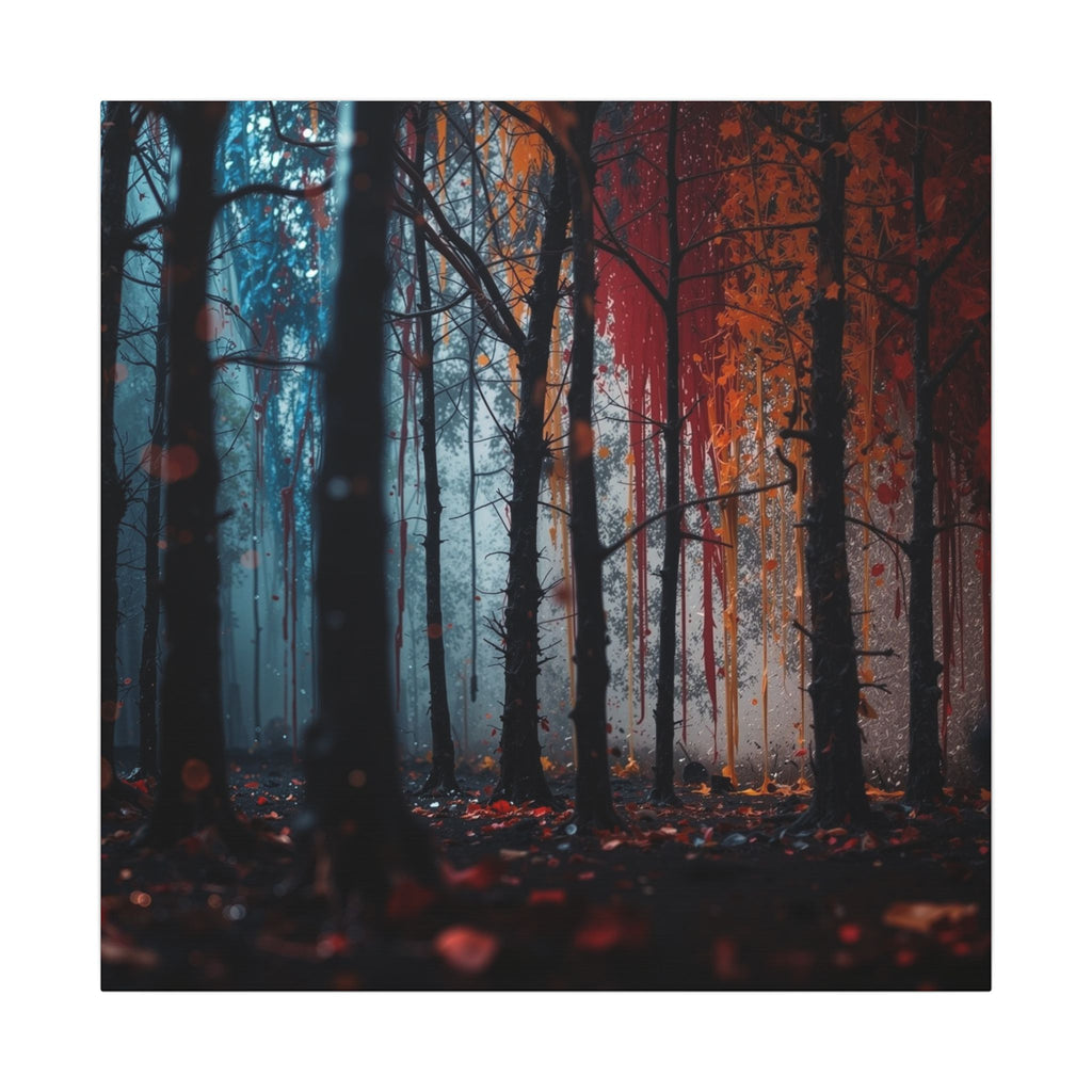 FROSTEMBER frost and ember forest framed canvas wall art by Scattercrate — icy-and-fire moody decor