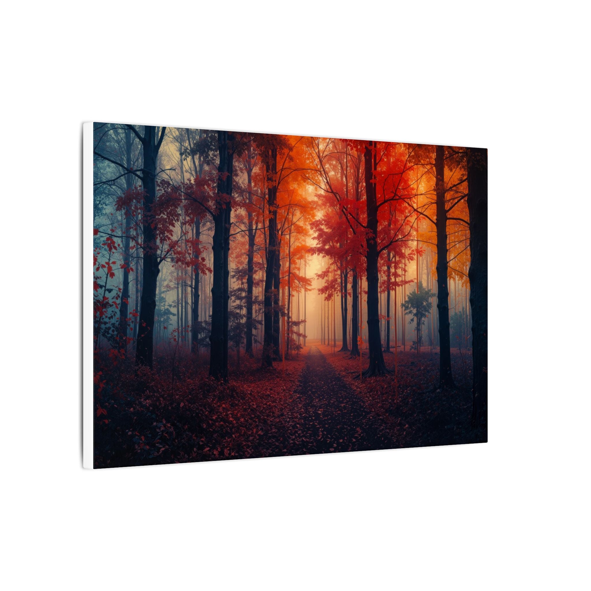 AMBER FOREST — Abstract Autumn Forest Framed Canvas Wall Art