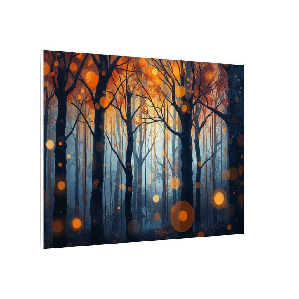 GLOW FOREST — Abstract Forest Lights Framed Canvas Wall Art