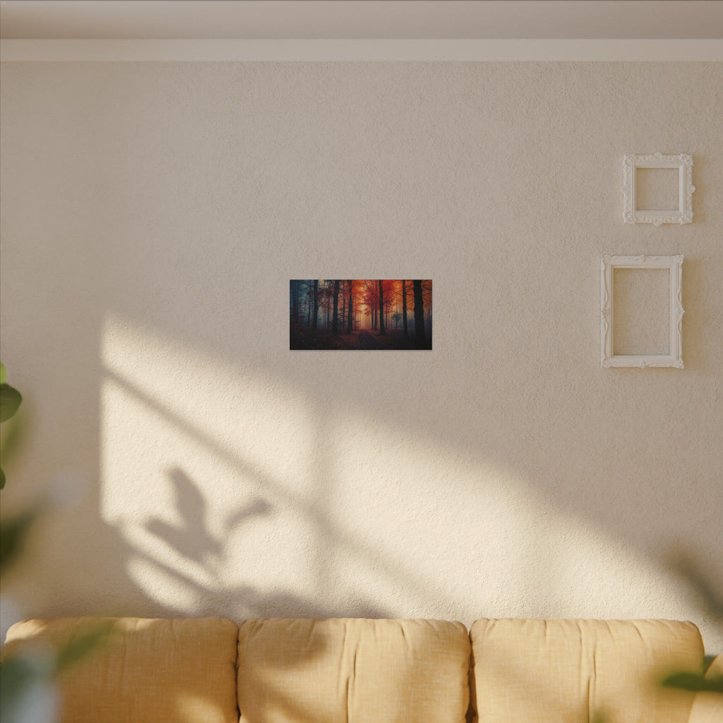 AMBER FOREST — Abstract Autumn Forest Framed Canvas Wall Art