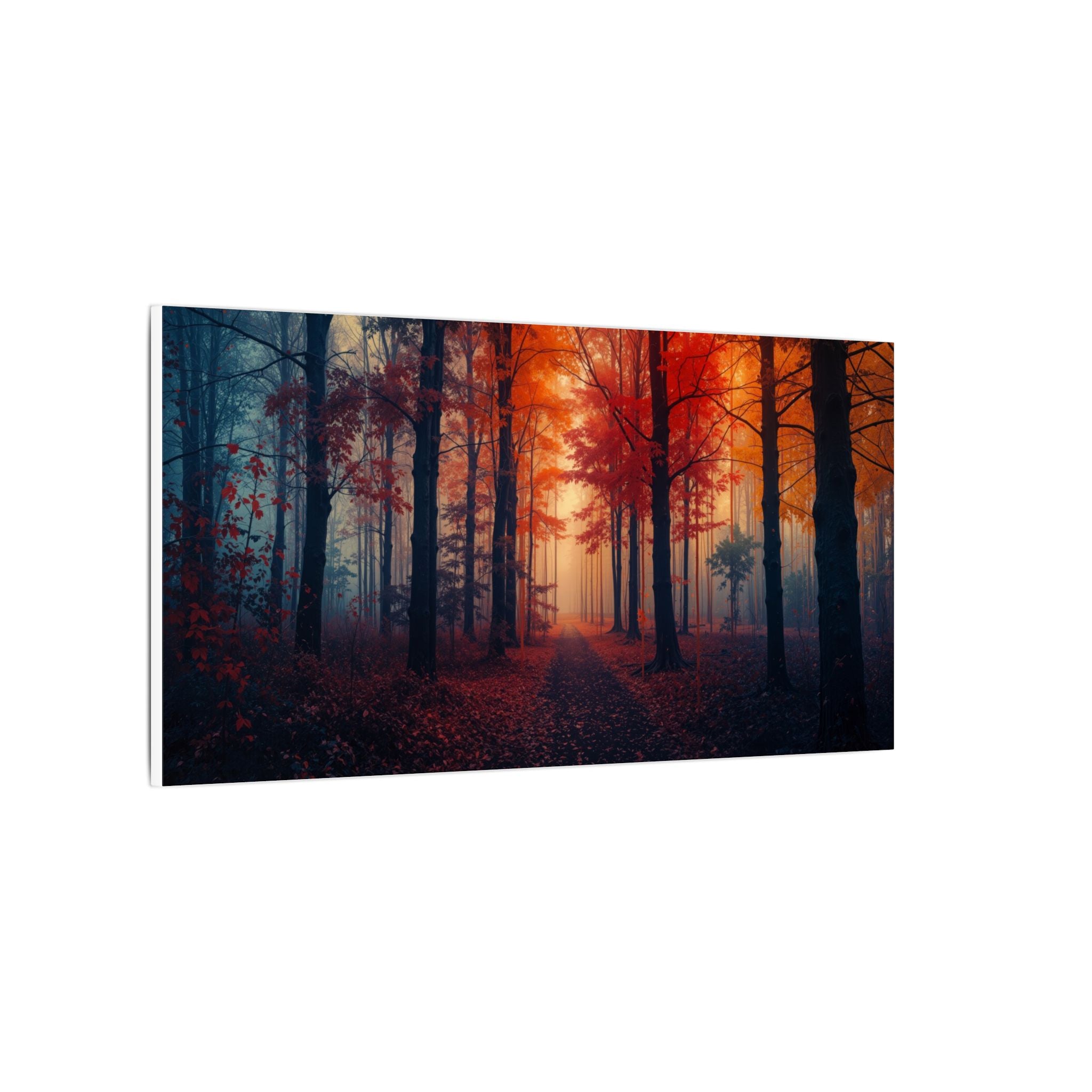 AMBER FOREST — Abstract Autumn Forest Framed Canvas Wall Art