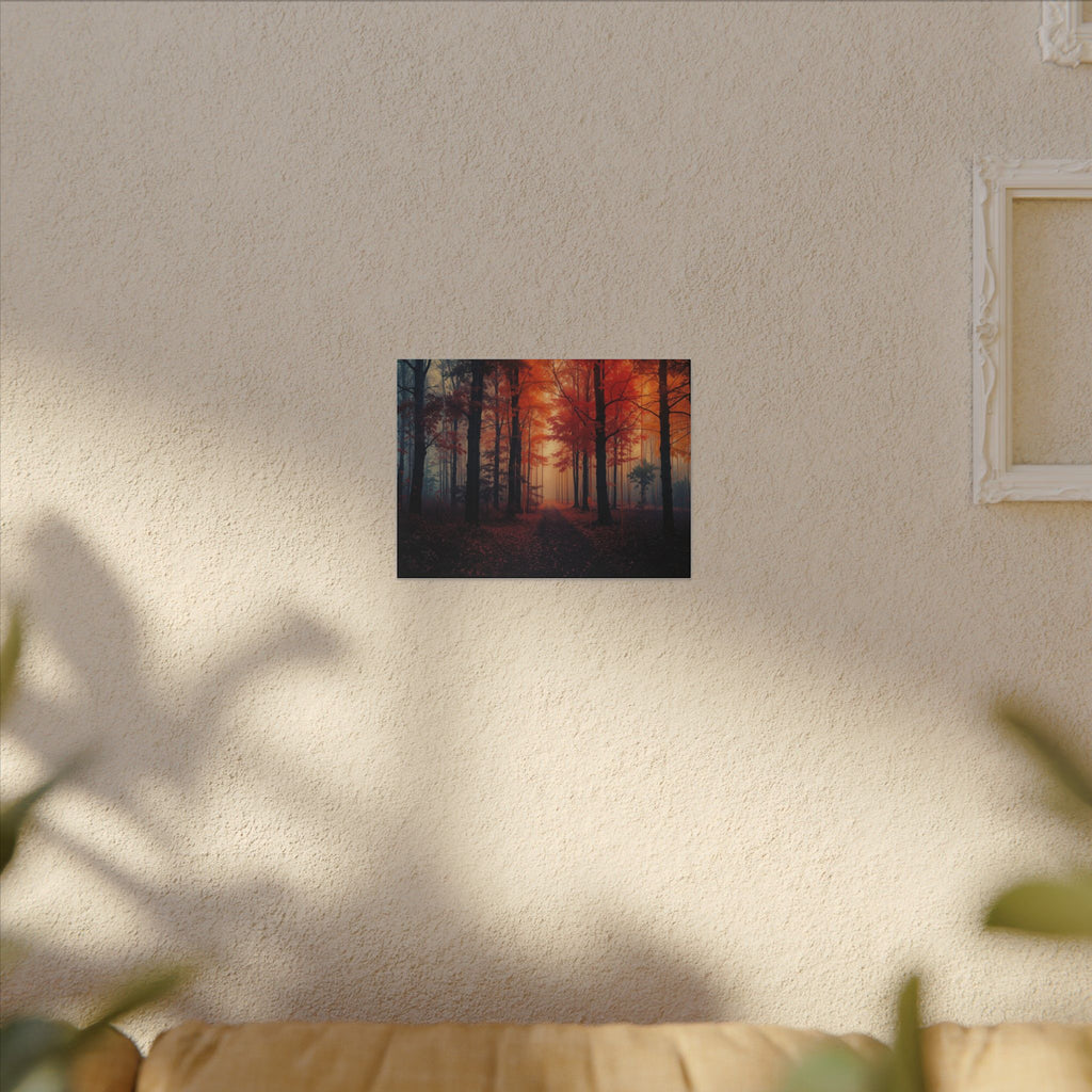AMBER FOREST — Abstract Autumn Forest Framed Canvas Wall Art
