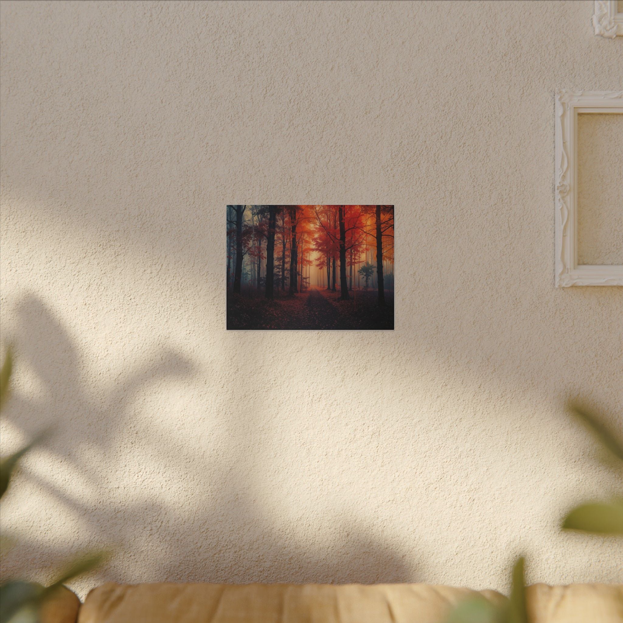AMBER FOREST — Abstract Autumn Forest Framed Canvas Wall Art