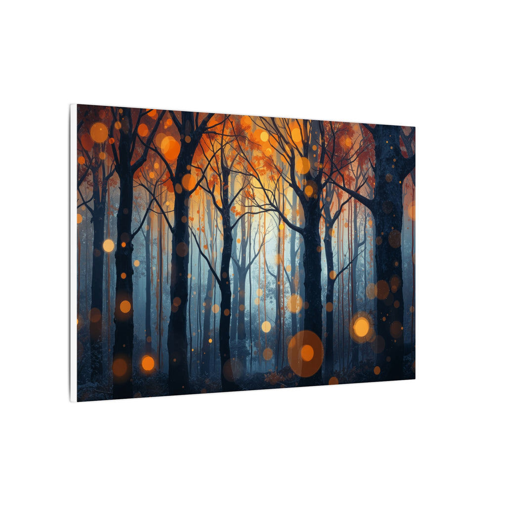 GLOW FOREST — Abstract Forest Lights Framed Canvas Wall Art