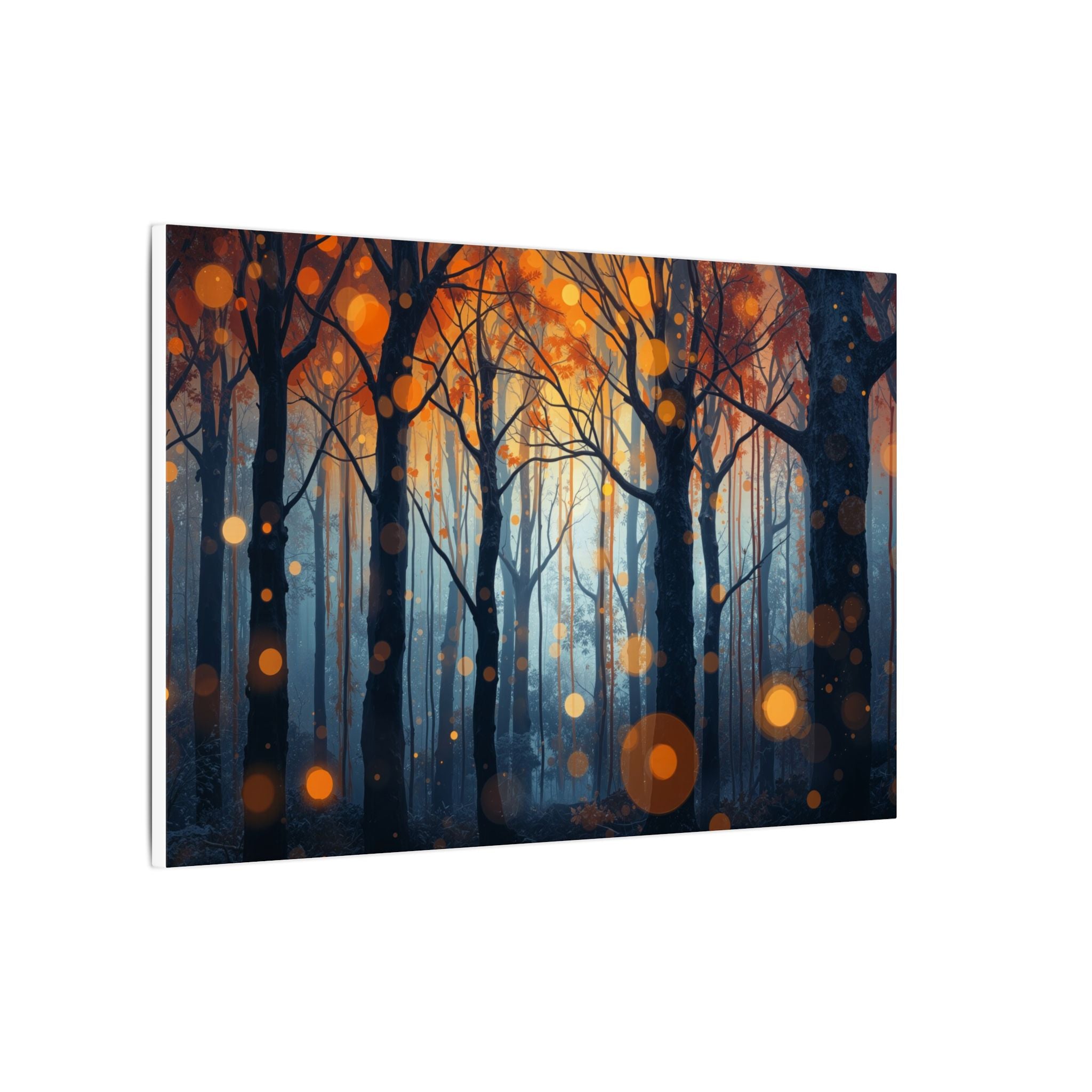 GLOW FOREST — Abstract Forest Lights Framed Canvas Wall Art