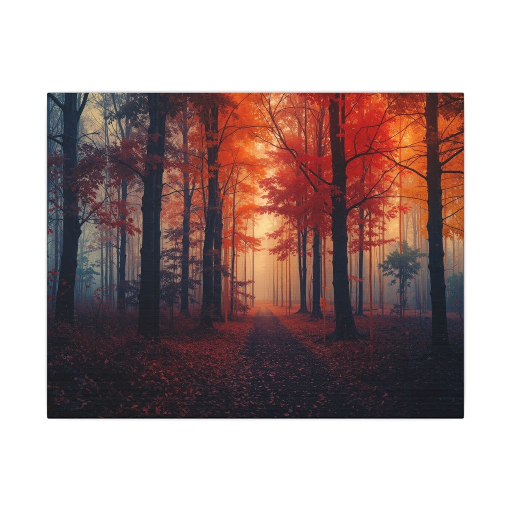 AMBER FOREST — Abstract Autumn Forest Framed Canvas Wall Art